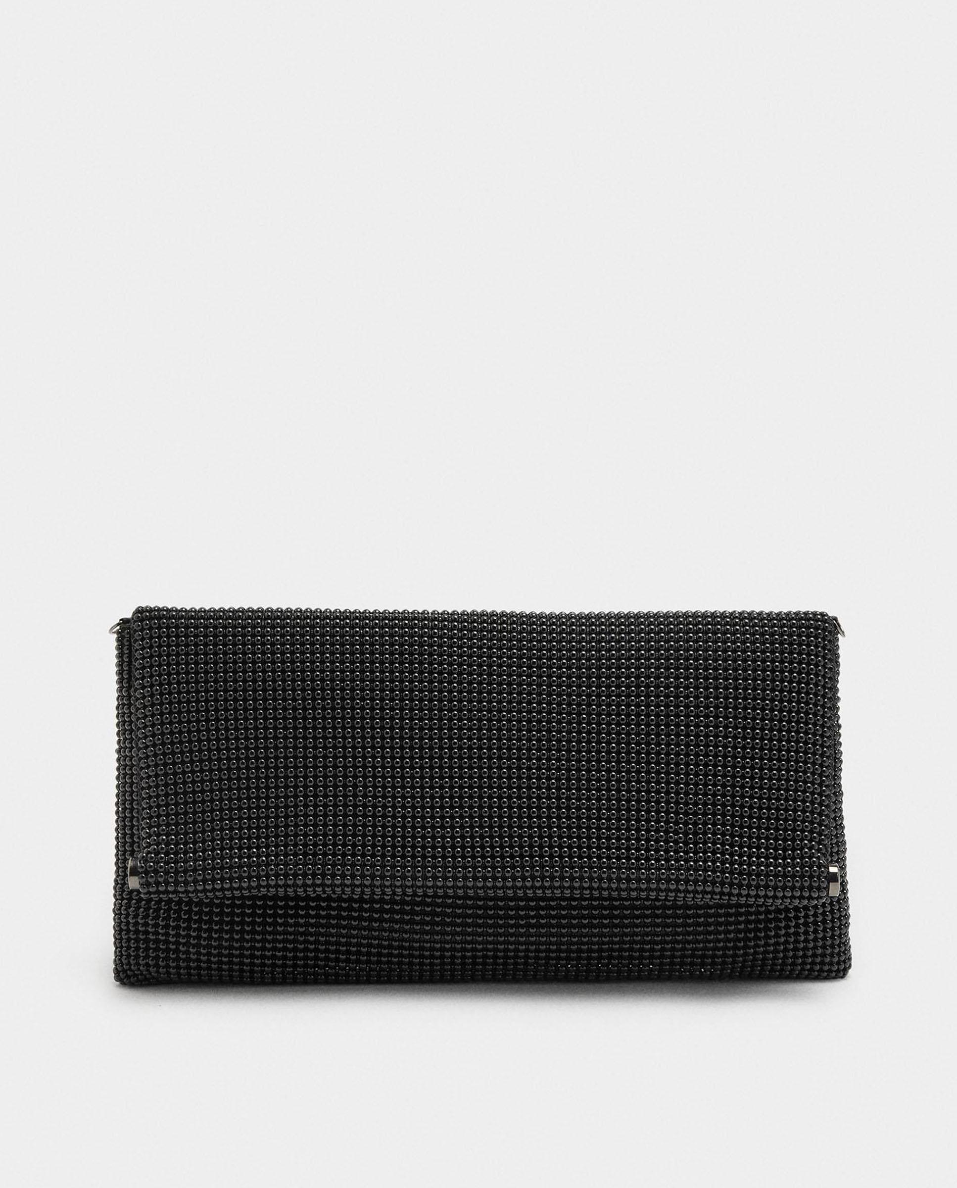 Bolso de fiesta estilo sobre convertible a bandolera efecto mesh en liso - Parfois - Negro Negro-1