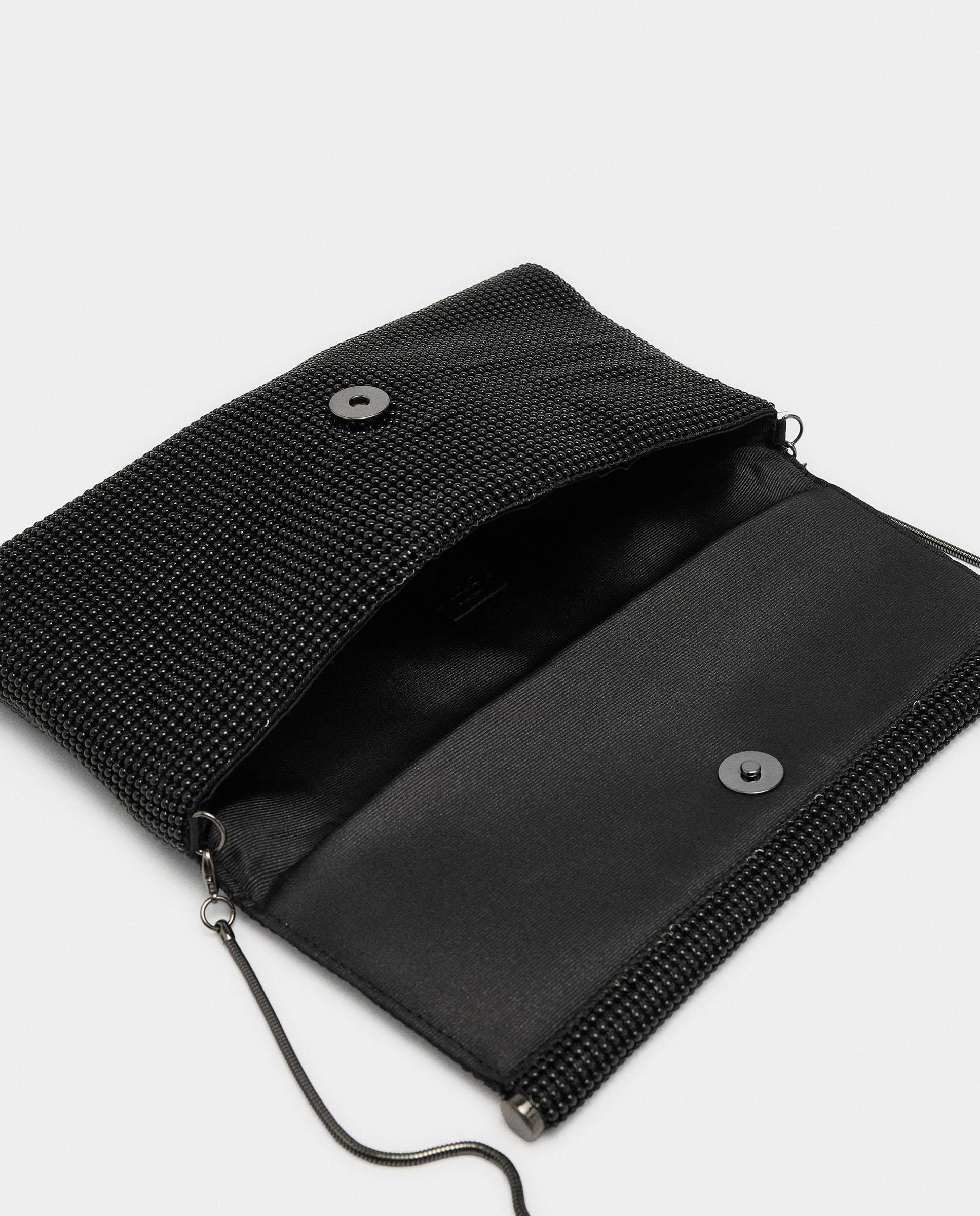 Bolso de fiesta estilo sobre convertible a bandolera efecto mesh en liso - Parfois - Negro Negro-4