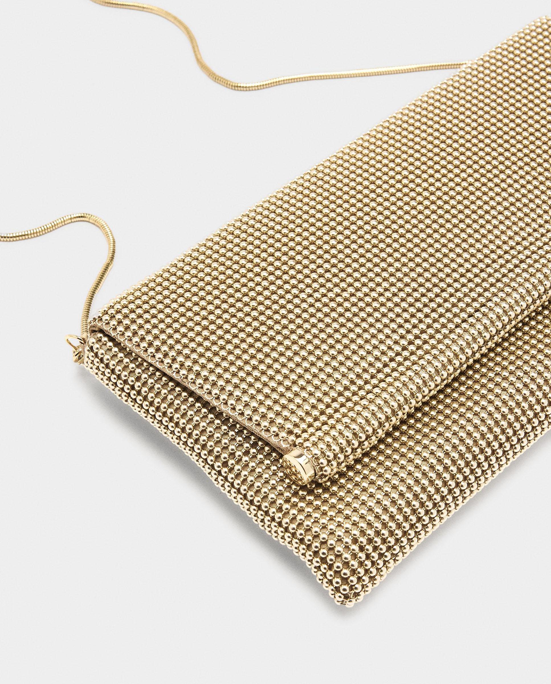 Bolso de fiesta estilo sobre convertible a bandolera efecto mesh en liso - Parfois - Oro Oro-3