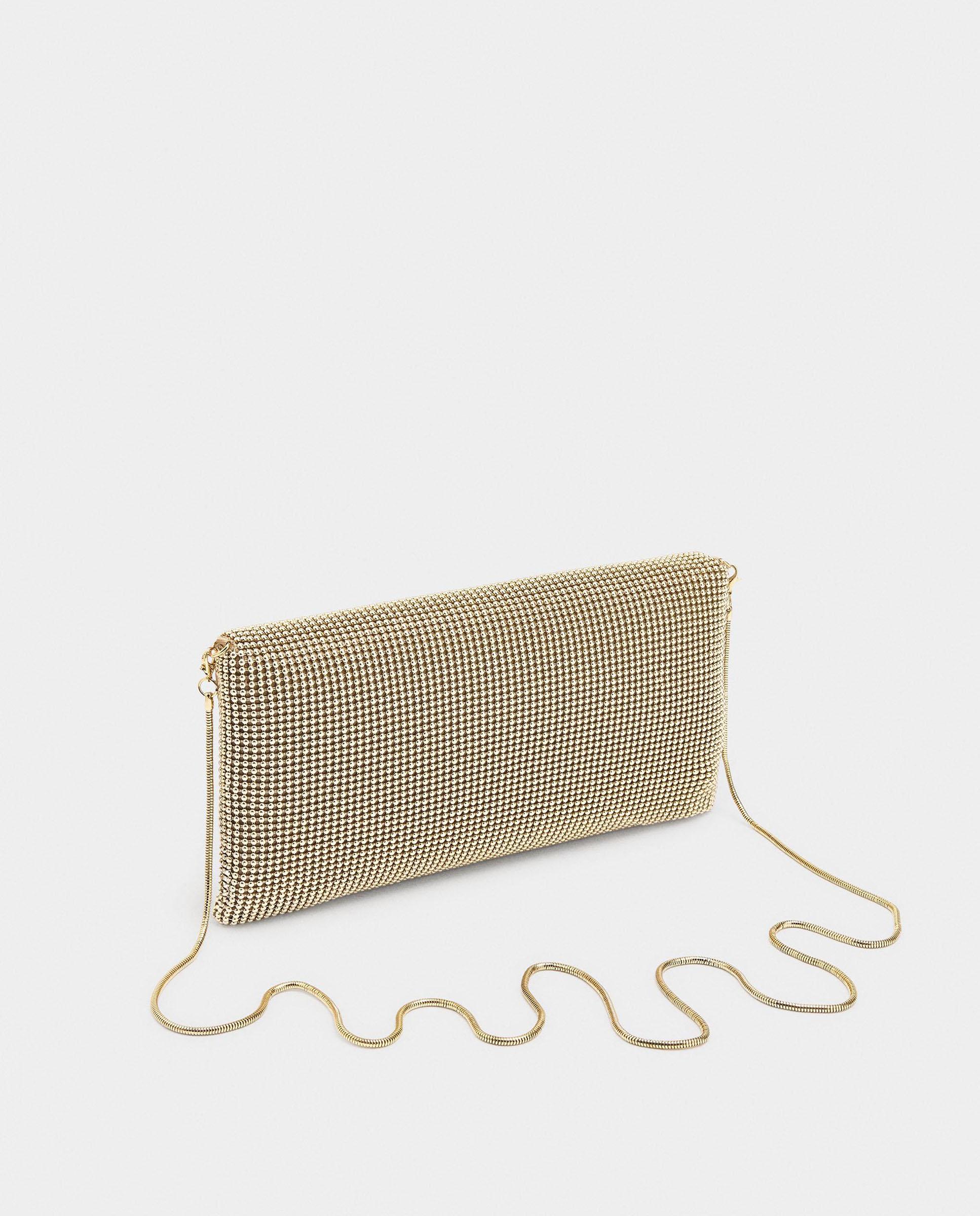 Bolso de fiesta estilo sobre convertible a bandolera efecto mesh en liso - Parfois - Oro Oro-2