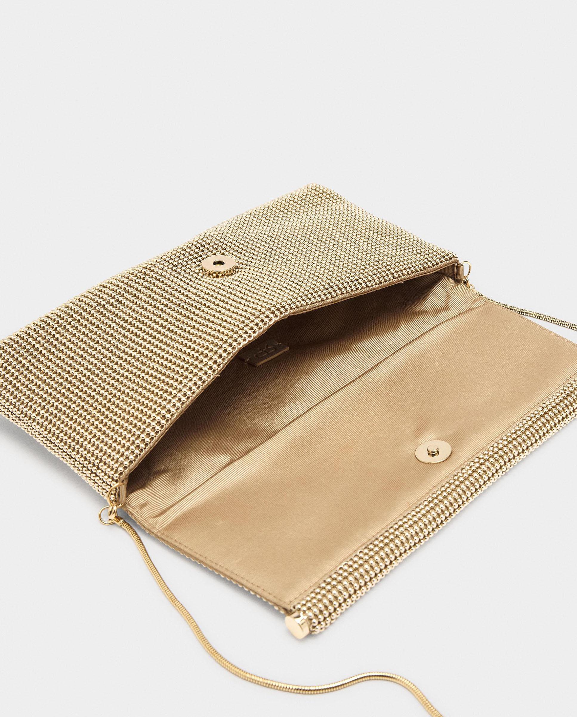 Bolso de fiesta estilo sobre convertible a bandolera efecto mesh en liso - Parfois - Oro Oro-4