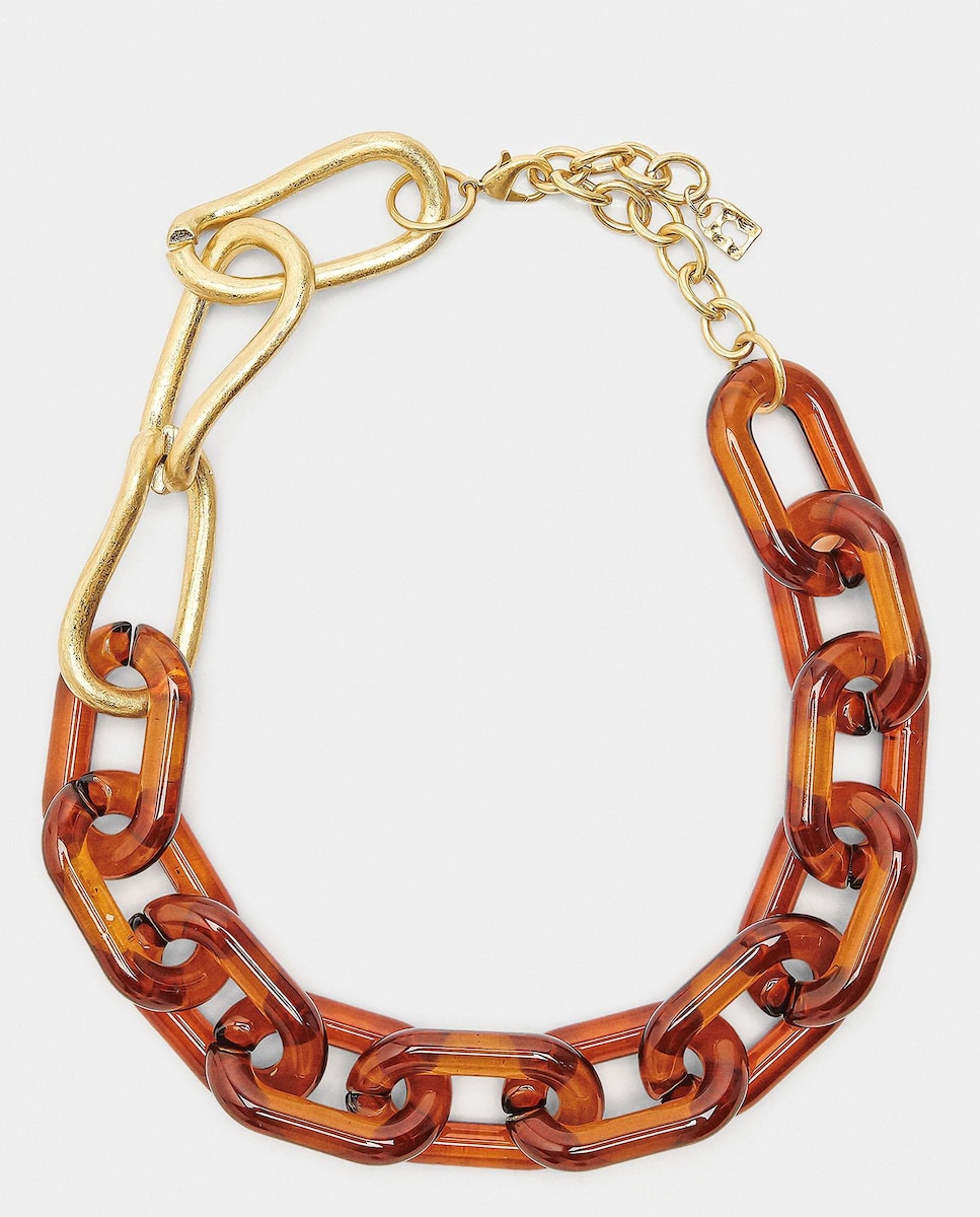 Collar corto de maxi eslabones Marrón-1