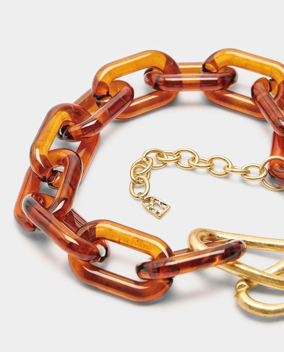 Collar corto de maxi eslabones Marrón-2