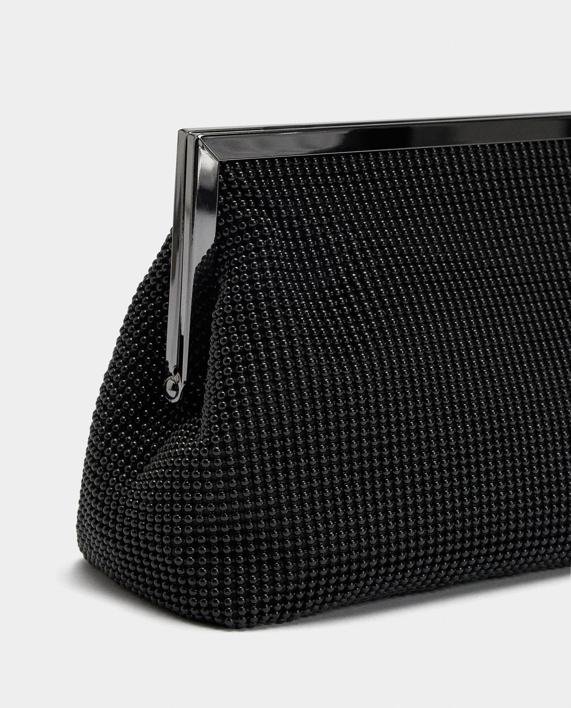 Bolso de fiesta convertible a bandolera efecto mesh con cierre a presión - Parfois - Negro Negro-3