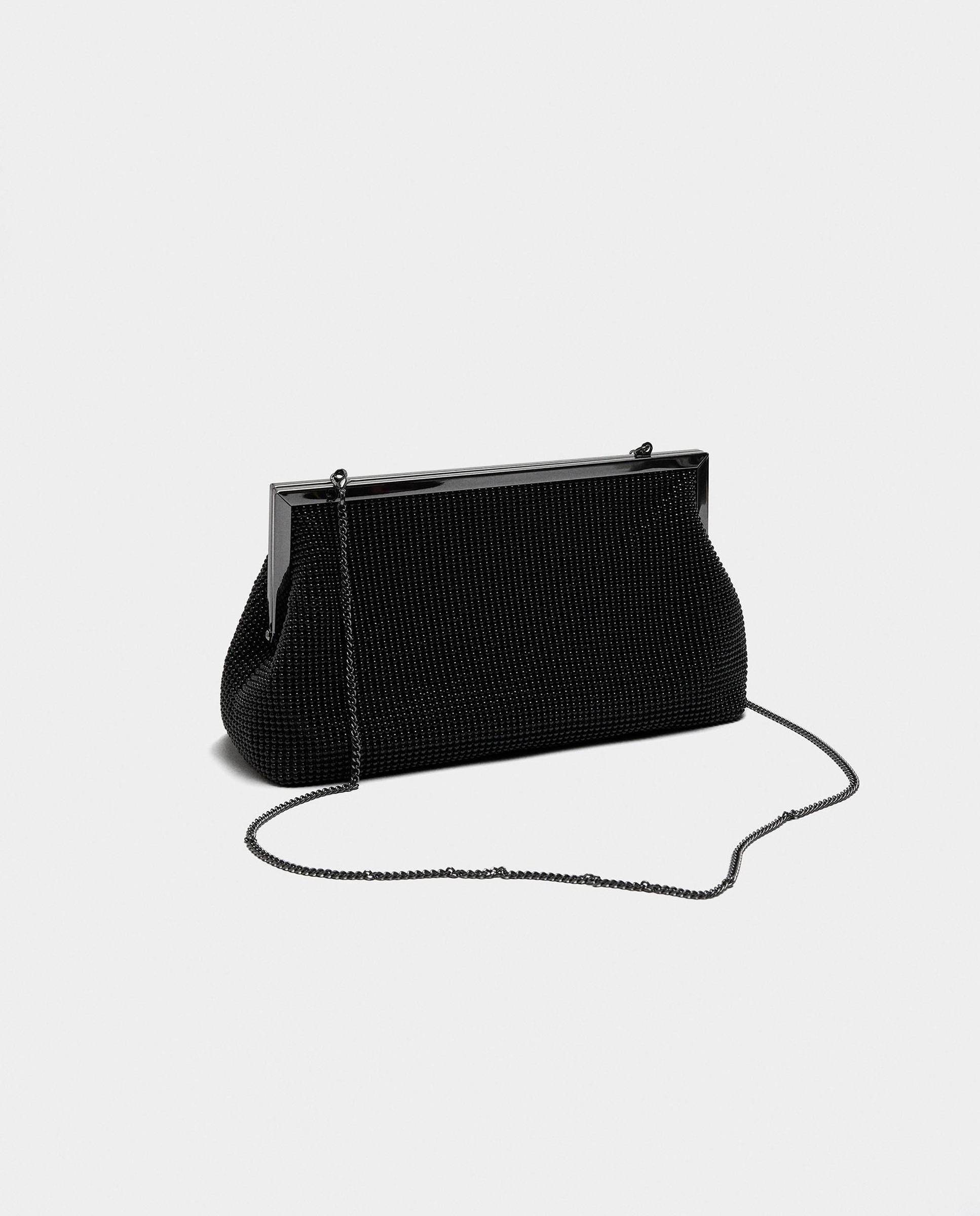 Bolso de fiesta convertible a bandolera efecto mesh con cierre a presión - Parfois - Negro Negro-2