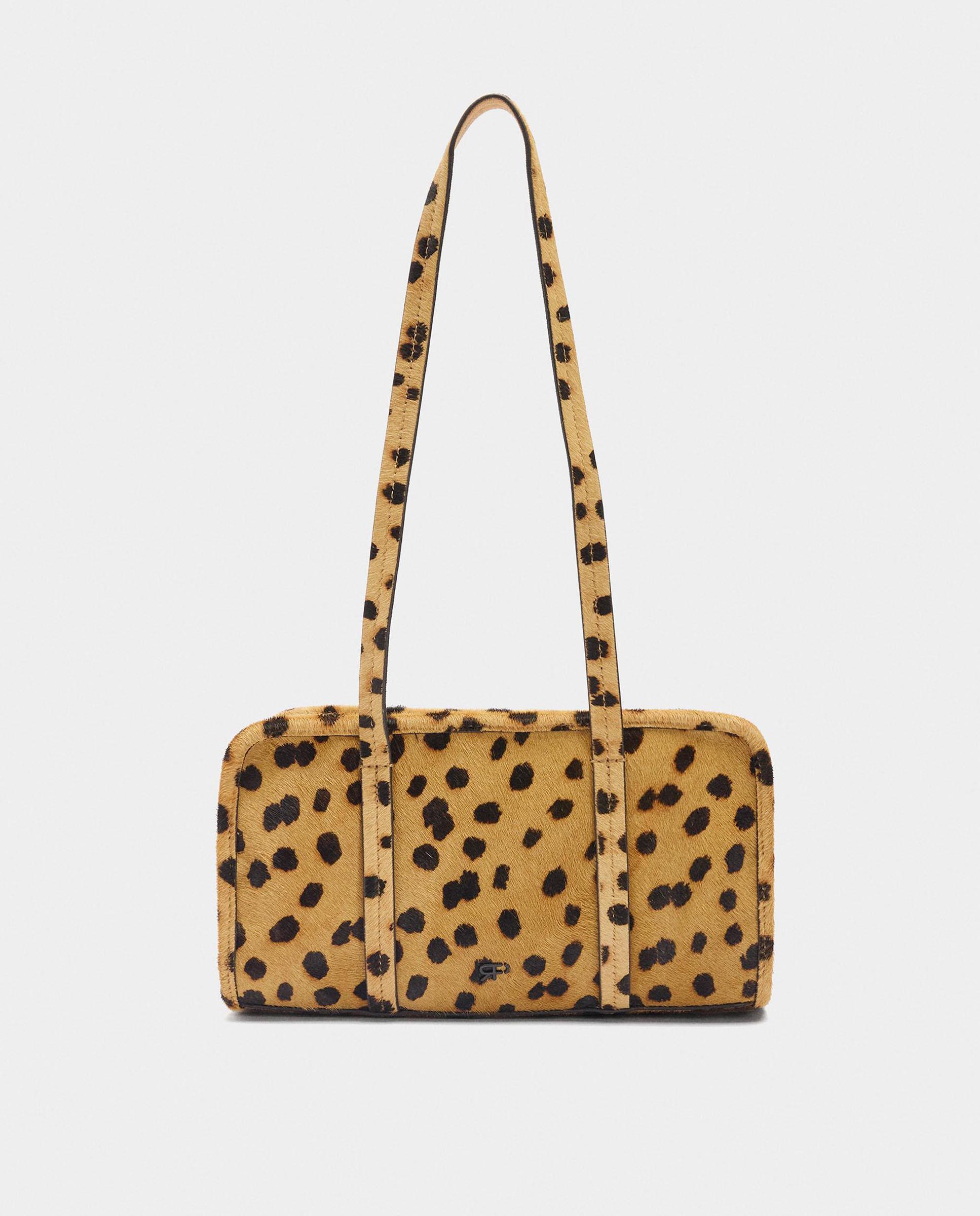Bolso de hombro de piel estilo bowling con varios compartimentos y cierre de cremallera con estampado animal print