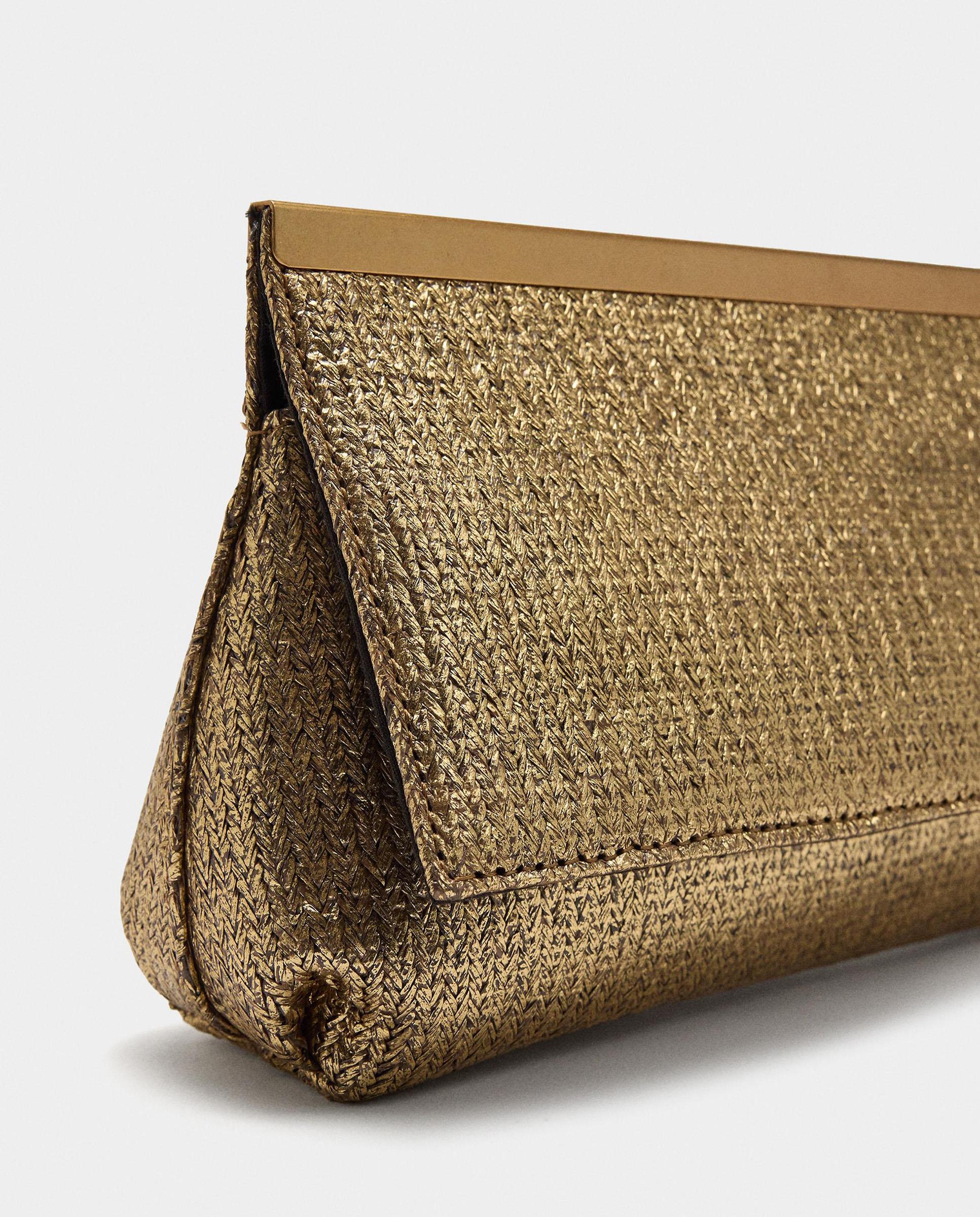 Bolso de fiesta convertible a bandolera metalizado con cierre imantado - Parfois - Oro Oro-3