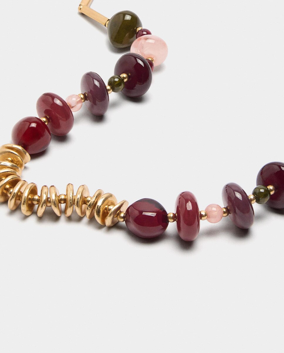 Collar corto con abalorios y piedras en varios colores Multicolor-2