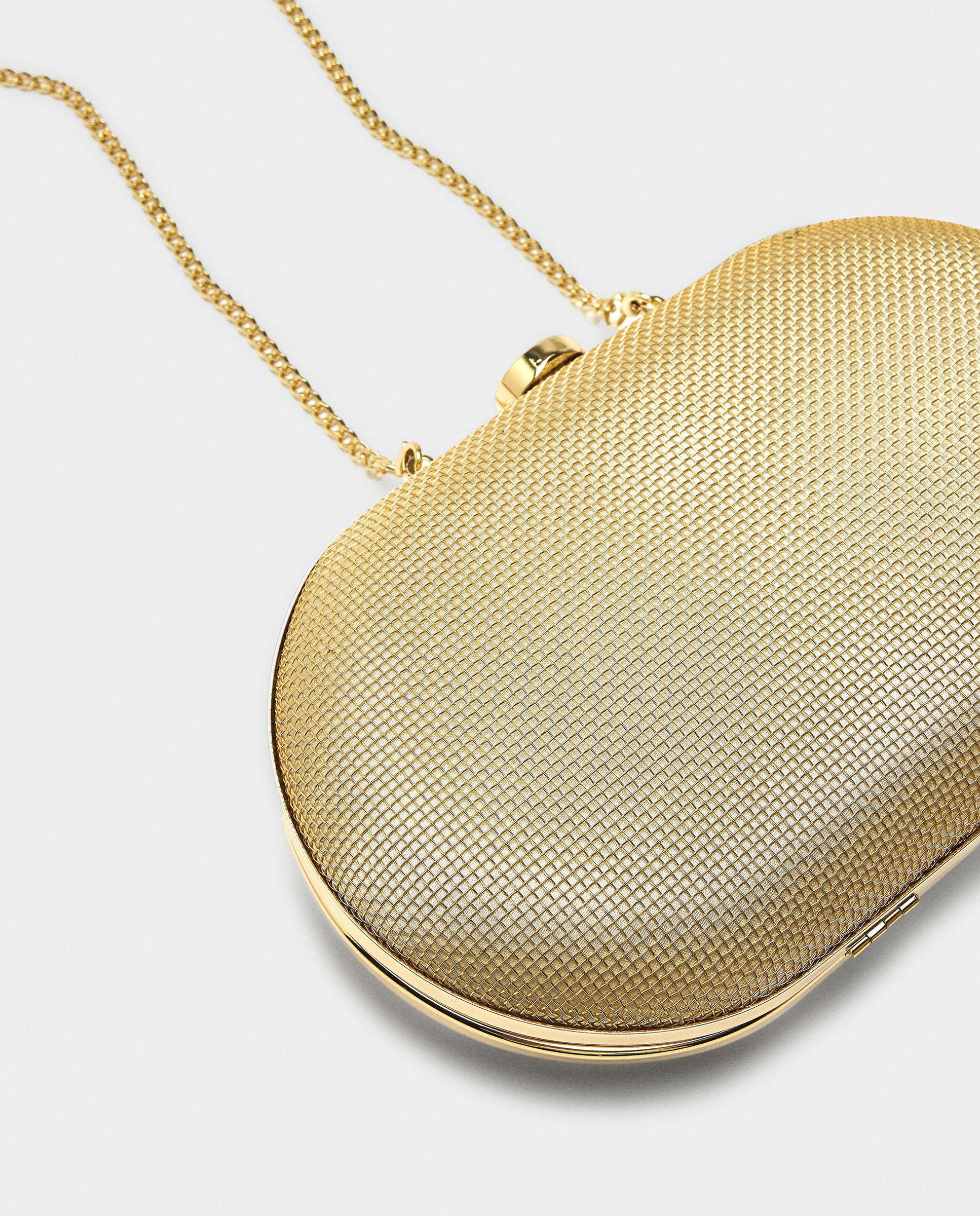 Bolso de fiesta convertible a bandolera estilo clutch con cierre a presión - Parfois - Oro Oro-3