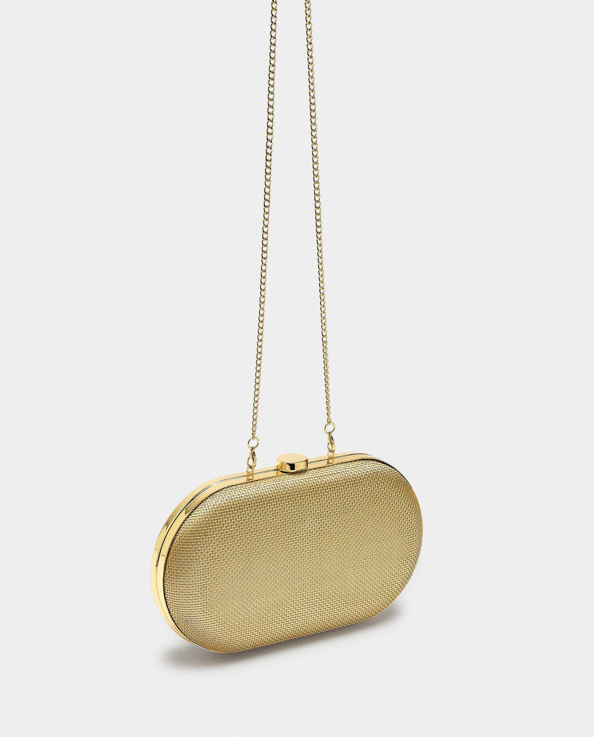 Bolso de fiesta convertible a bandolera estilo clutch con cierre a presión - Parfois - Oro Oro-2