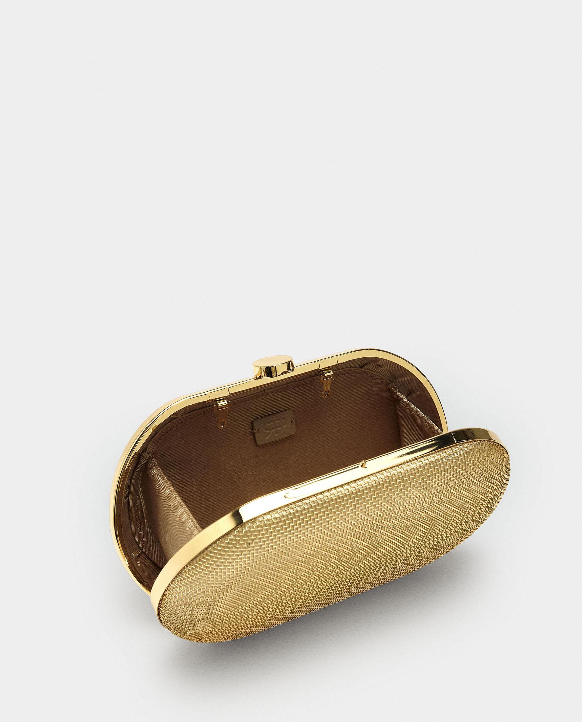 Bolso de fiesta convertible a bandolera estilo clutch con cierre a presión - Parfois - Oro Oro-4