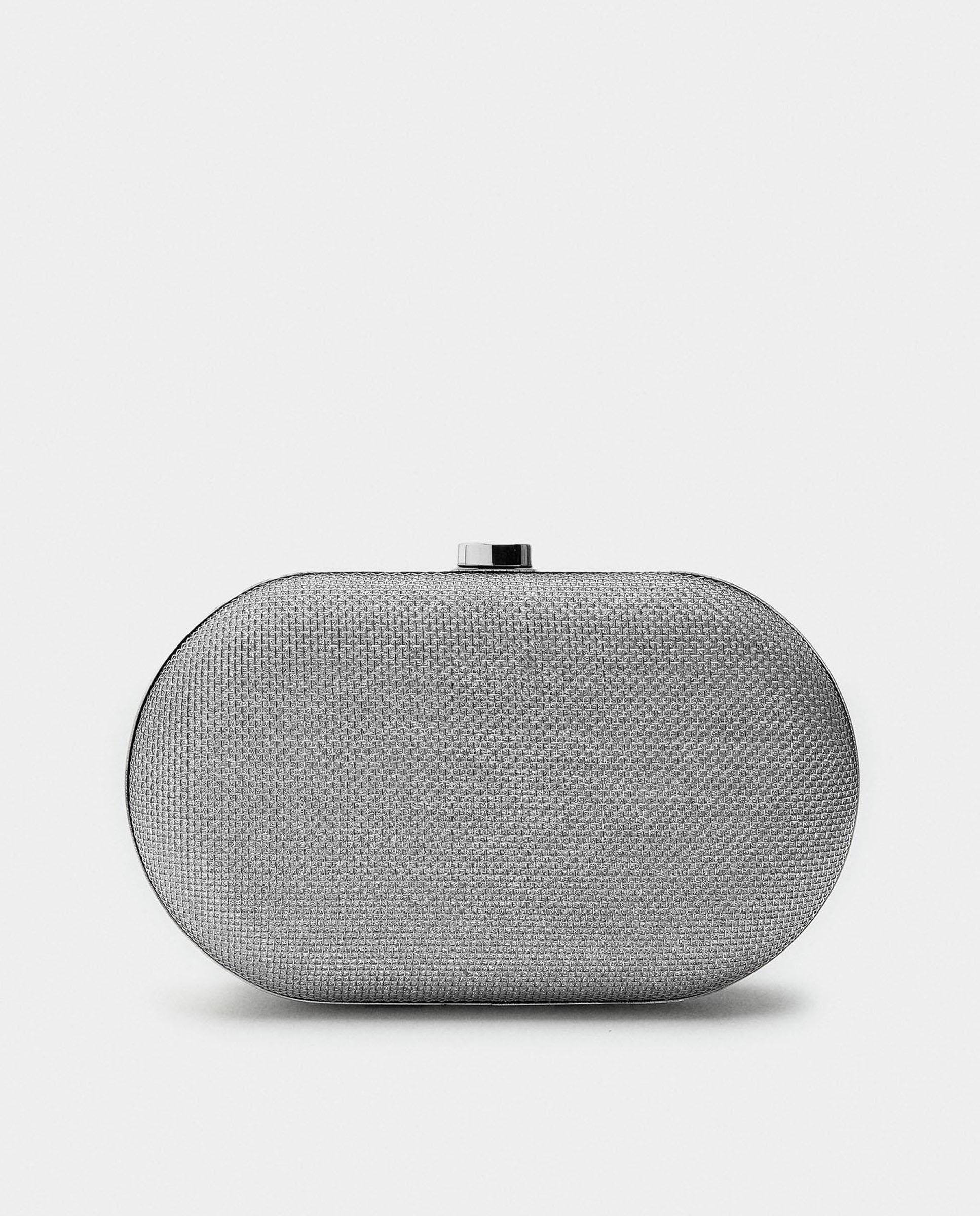 Bolso de fiesta convertible a bandolera estilo clutch con cierre a presión - Parfois - Plata Plata-1