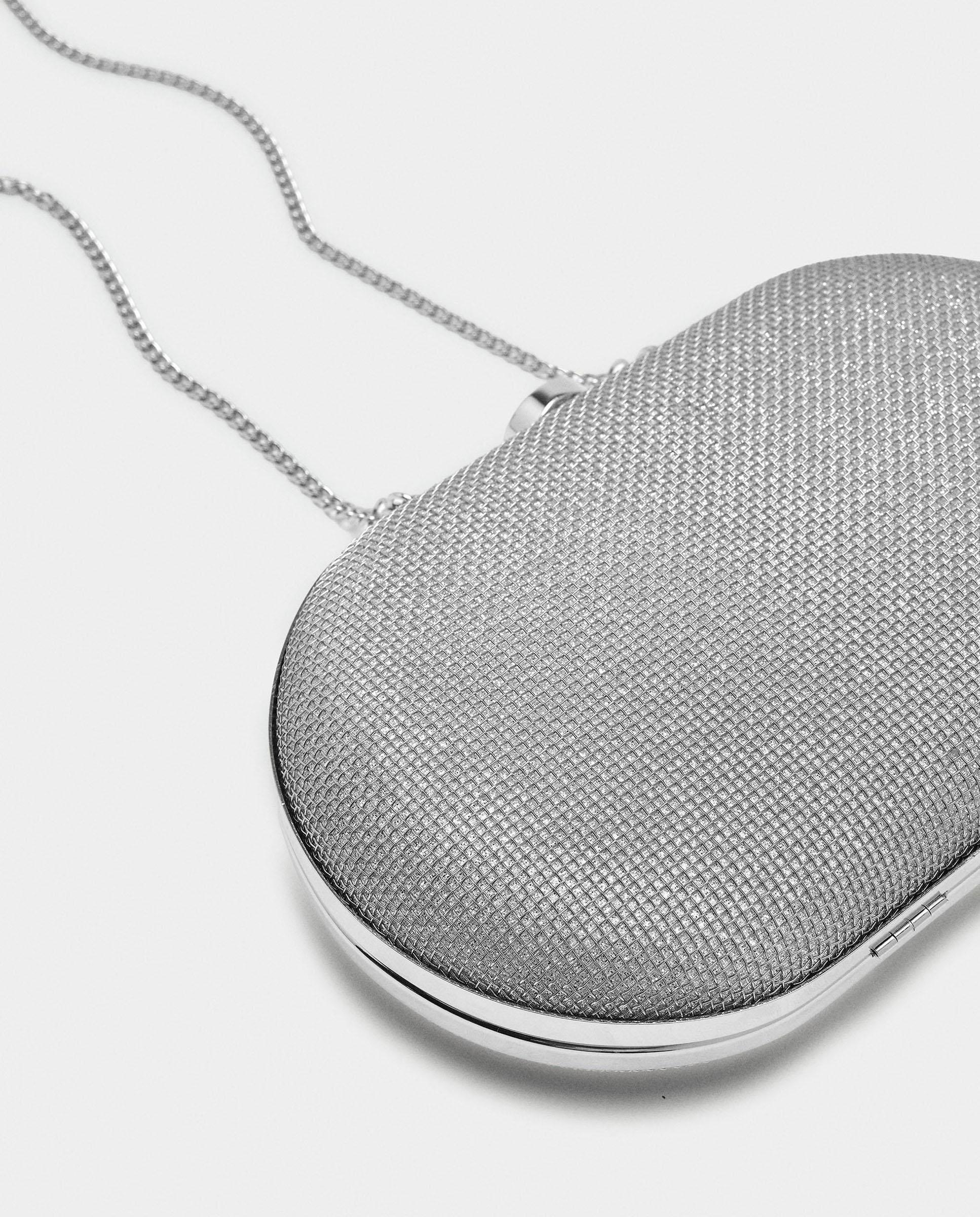 Bolso de fiesta convertible a bandolera estilo clutch con cierre a presión - Parfois - Plata Plata-3