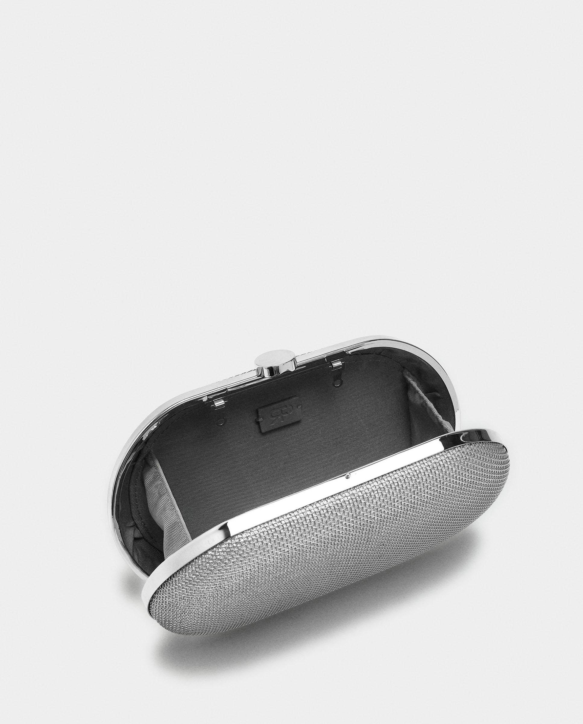 Bolso de fiesta convertible a bandolera estilo clutch con cierre a presión - Parfois - Plata Plata-4