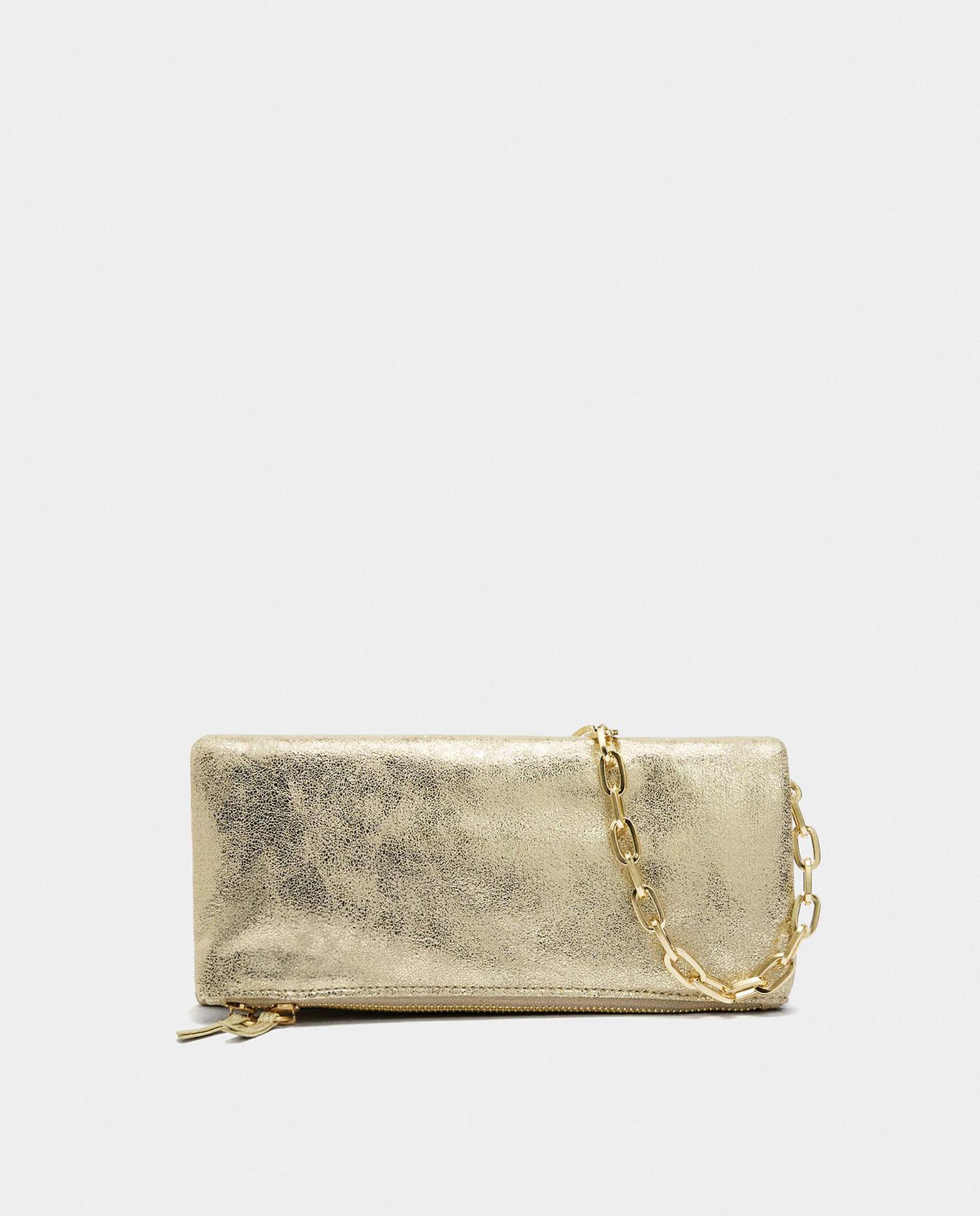 Bolso de fiesta convertible a bandolera efecto metalizado con cierre de cremallera - Parfois - Oro Oro-1