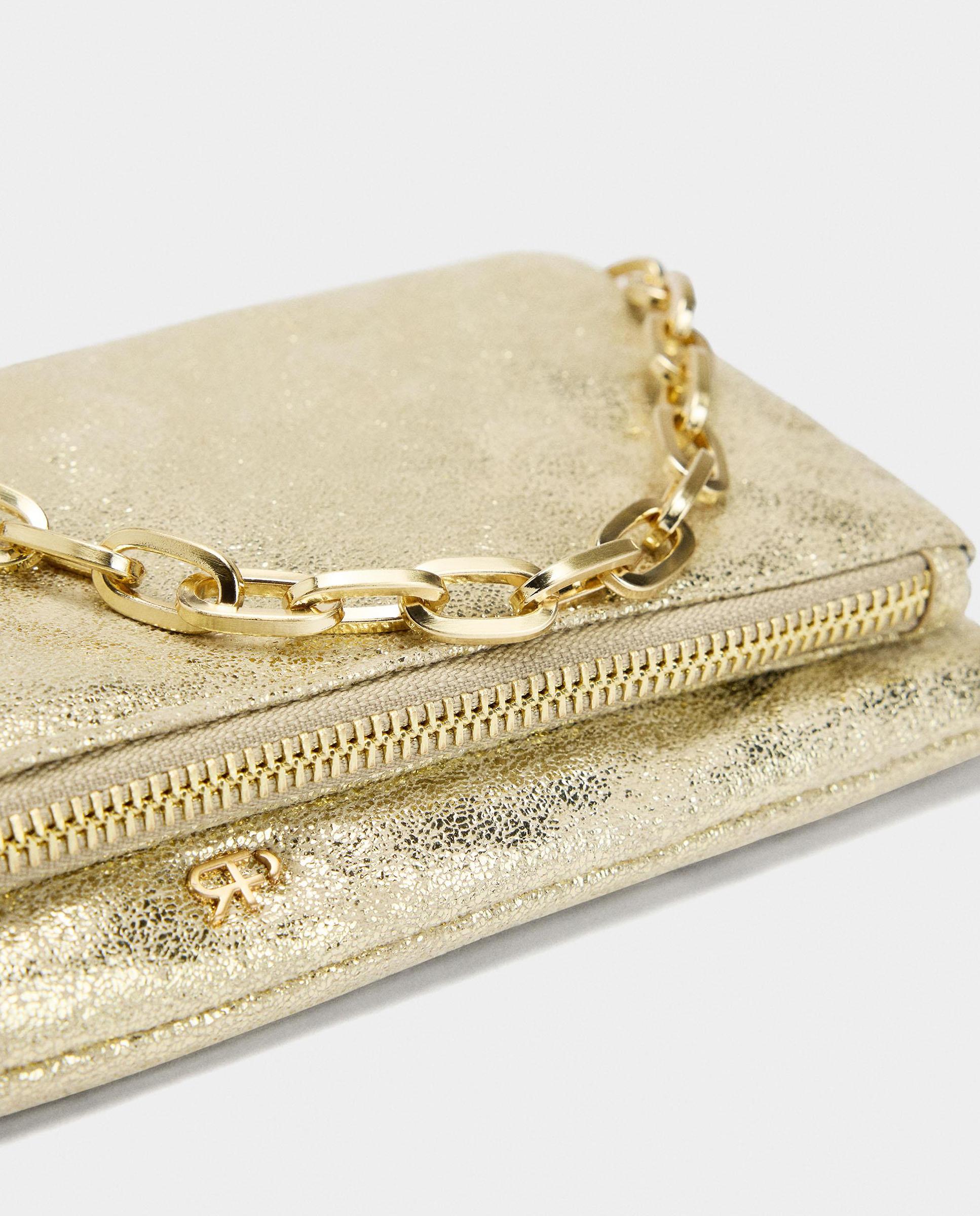 Bolso de fiesta convertible a bandolera efecto metalizado con cierre de cremallera - Parfois - Oro Oro-3