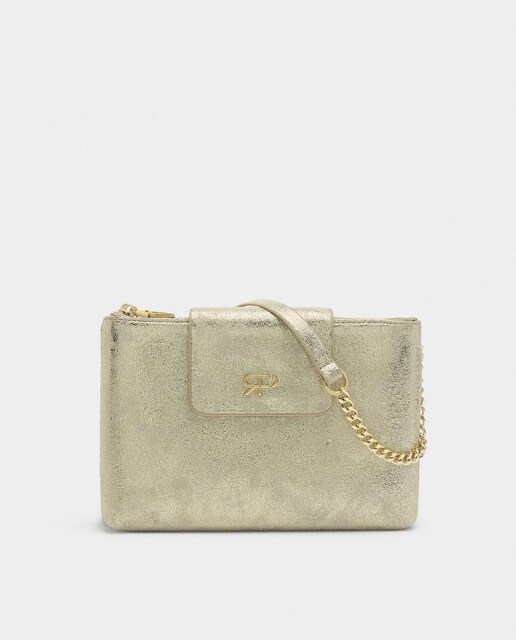 Imagen 0 de Bandolera de mujer fina metalizada con cierre de cremallera