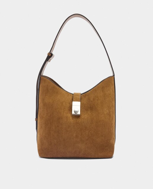 Imagen 0 de Bolso de hombro con neceser extraíble y cierre de botón en liso