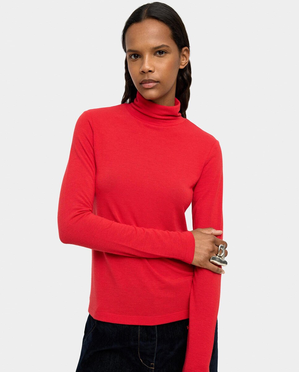 Camiseta de mujer de cuello alto y manga larga · Parfois · El