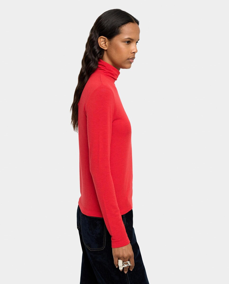 Camiseta de mujer de cuello alto y manga larga