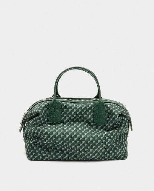 Imagen 0 de Bolso de mano estilo tote convertible a bandolera con cierre de cremallera y monedero extraíble con estampado geométrico