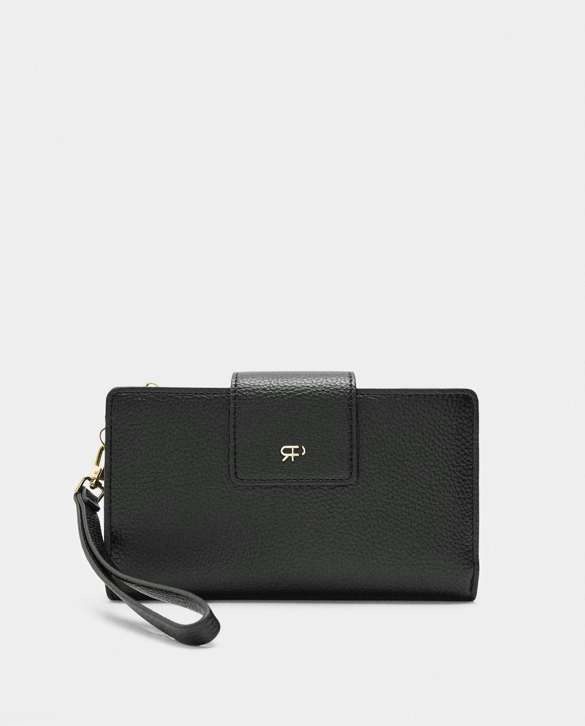 Cartera de mujer grande con cierre de cremallera en liso - Parfois - Negro Negro-1