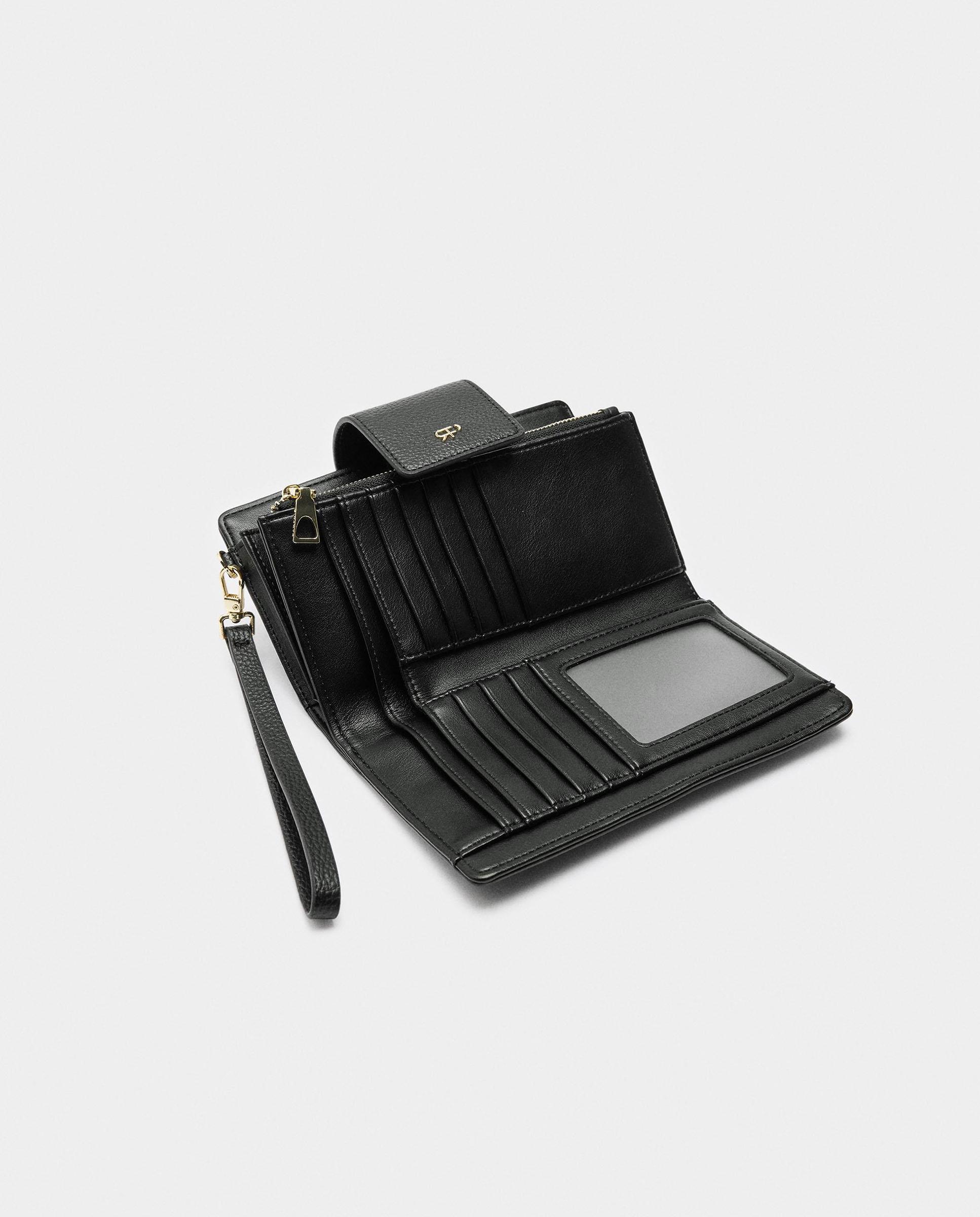 Cartera de mujer grande con cierre de cremallera en liso - Parfois - Negro Negro-4