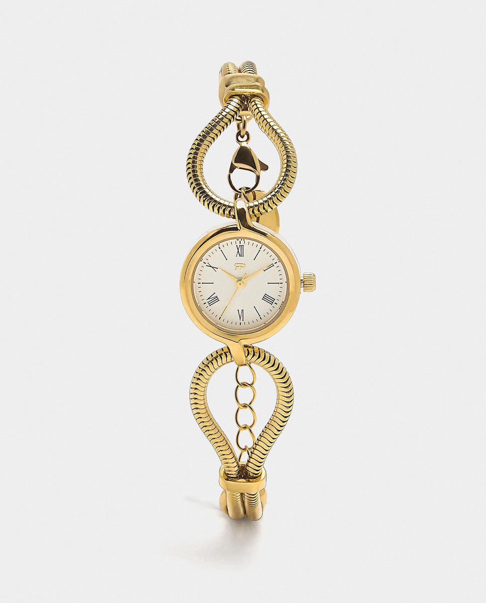 Reloj de mujer Parfois de acero inoxidable con pulsera de cadena de  serpiente