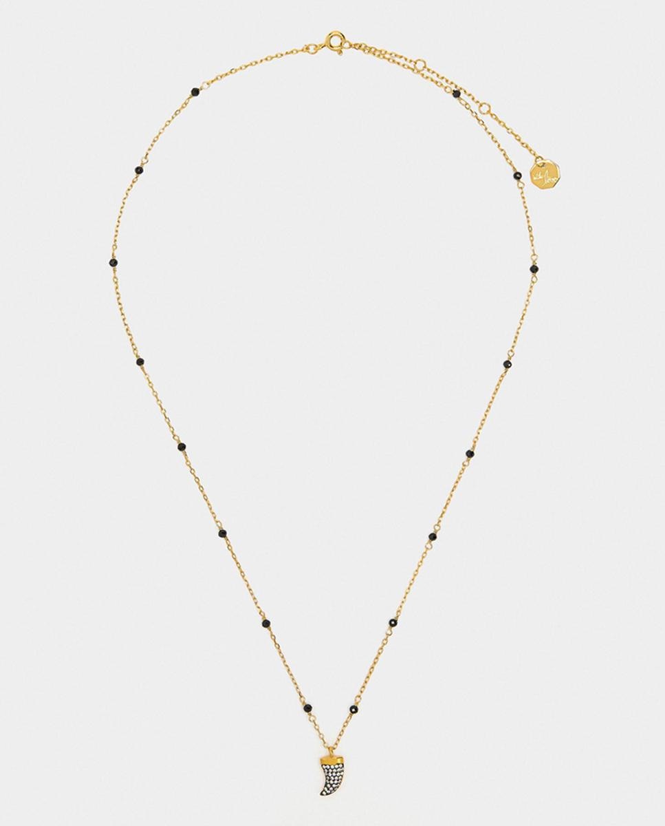 Collar de plata de ley fino con circonitas y detalle de cuerno Negro Parfois Negro-1