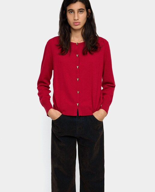 Imagen 0 de Cárdigan de mujer de punto de manga larga con botones en forma de corazón