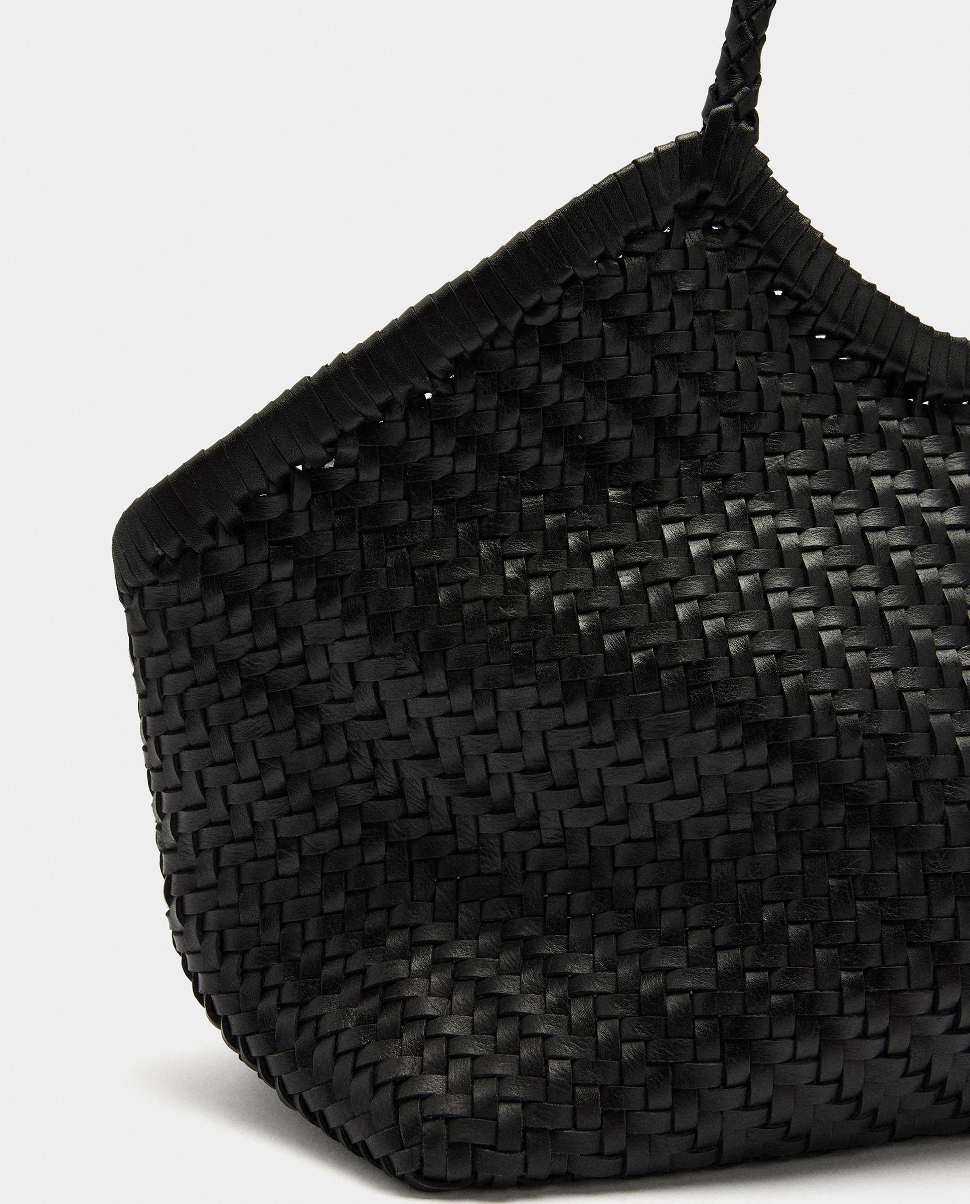 Shopper de piel trenzada con neceser extraíble en liso - Parfois - Negro Negro-2
