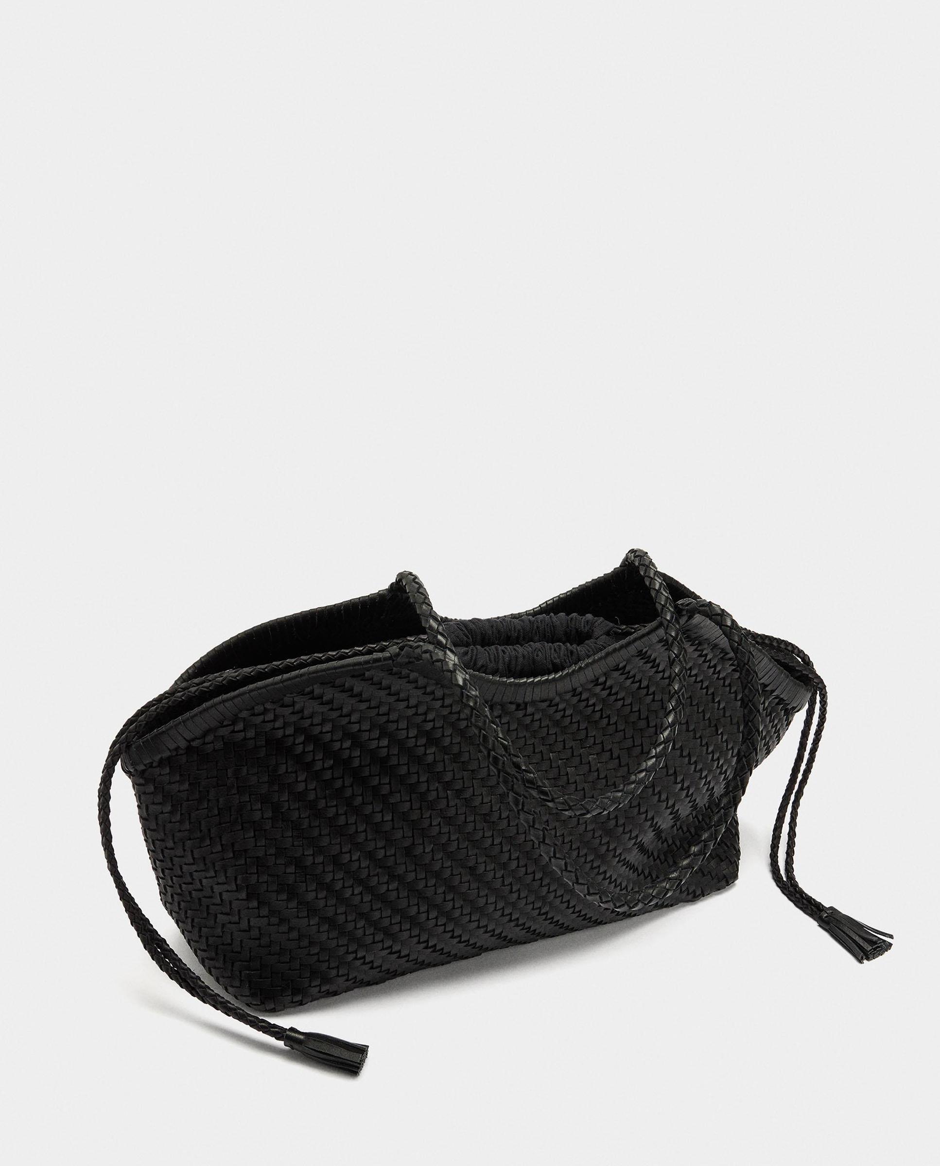 Shopper de piel trenzada con neceser extraíble en liso - Parfois - Negro Negro-4