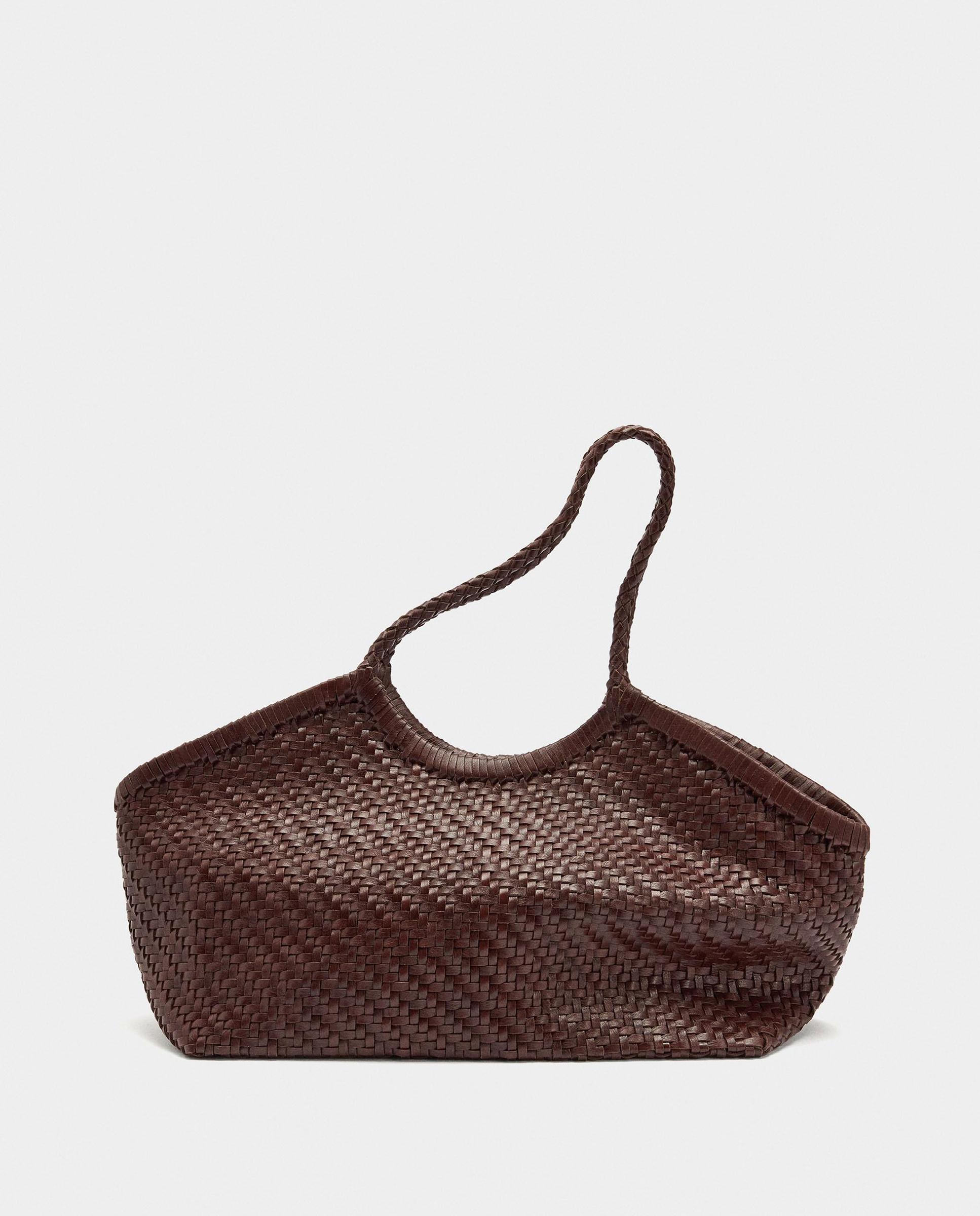 Shopper de piel trenzada con neceser extraíble en liso - Parfois - Marrón oscuro Marrón oscuro-5