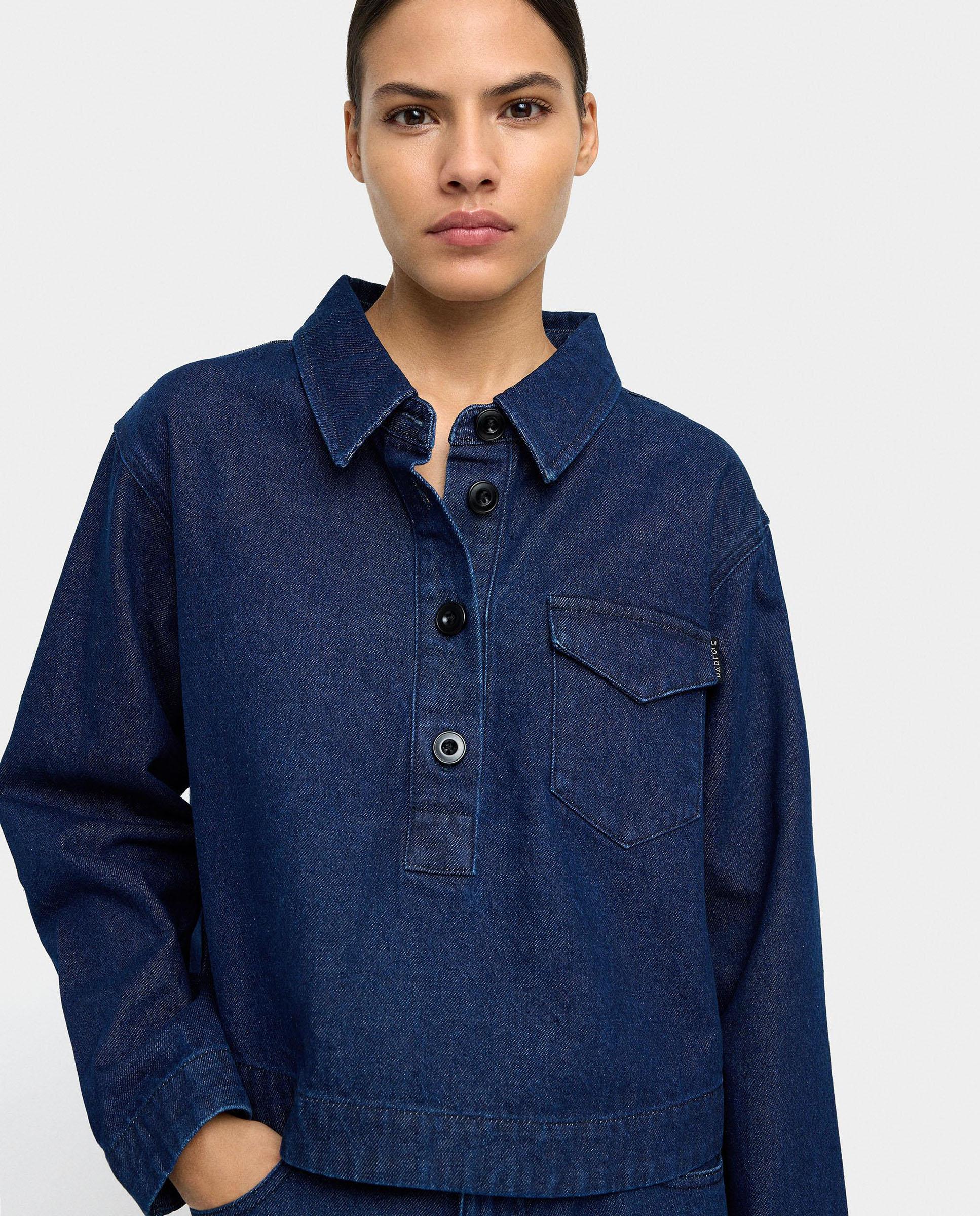 Parfois - Camisa de mujer 100% algodón vaquera con bolsillo lateral.