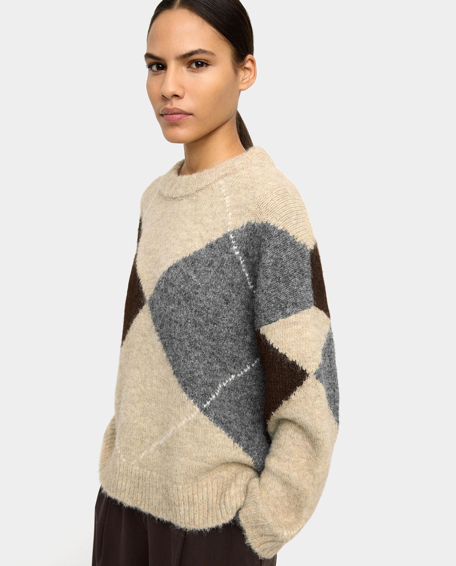 Parfois - Jersey de mujer de manga con estampado de rombos.