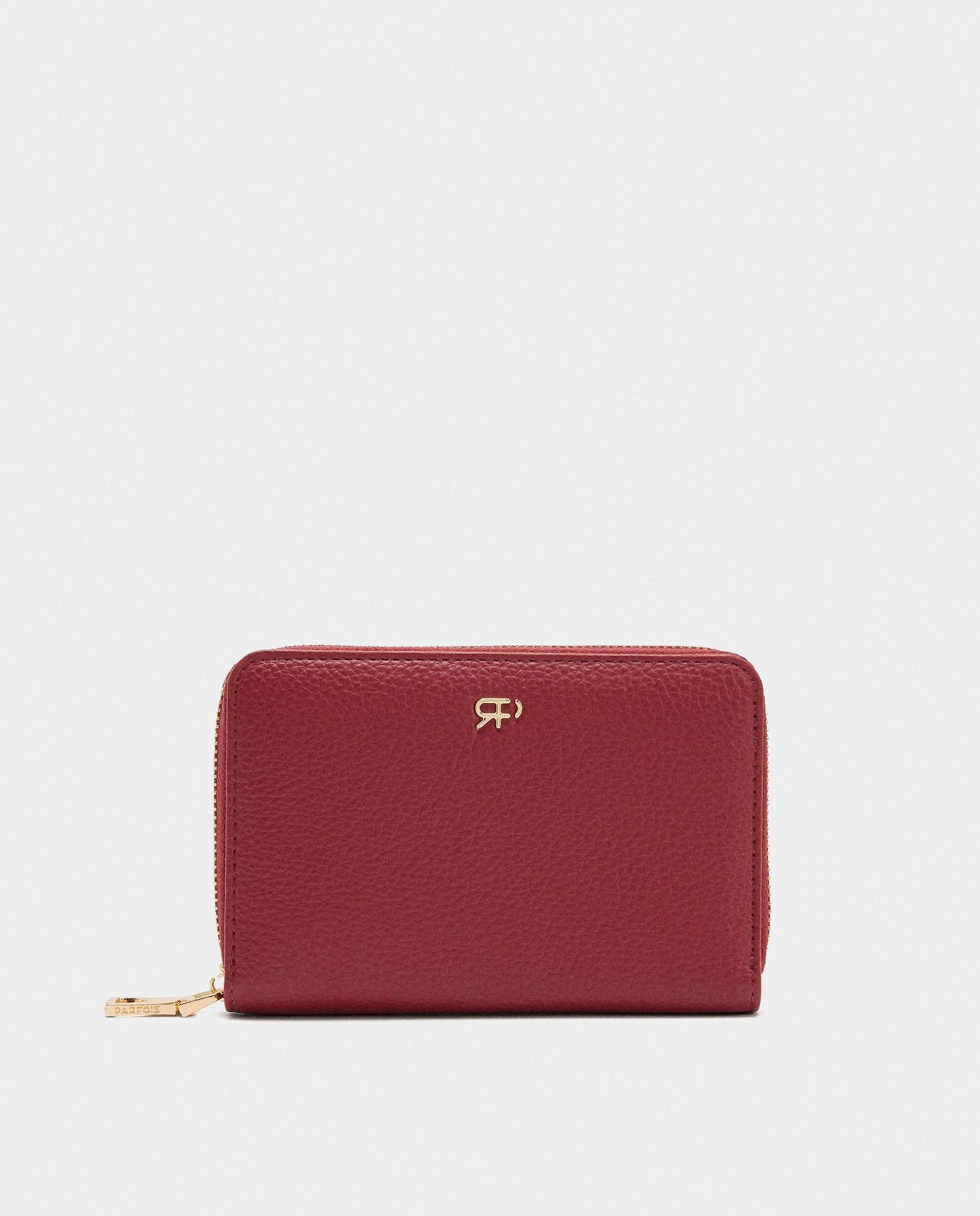 Cartera de mujer mediana con cierre de cremallera en liso - Parfois - Rojo Rojo-1