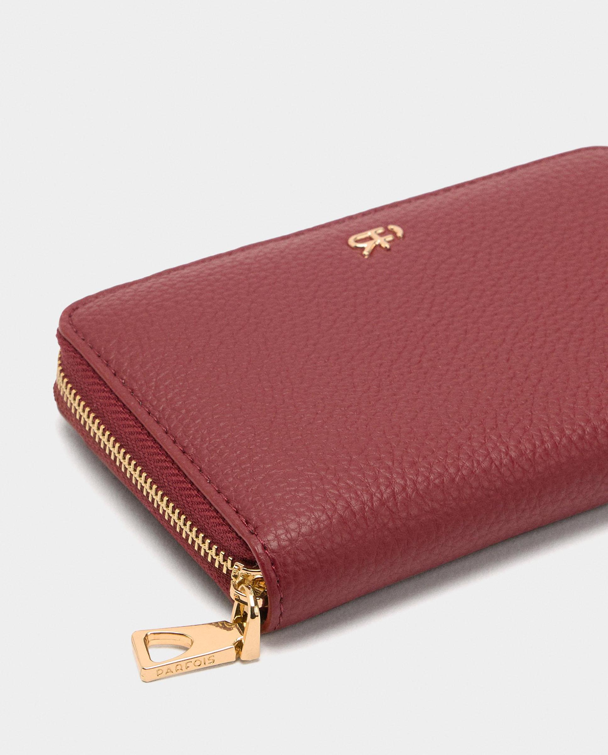 Cartera de mujer mediana con cierre de cremallera en liso - Parfois - Rojo Rojo-3