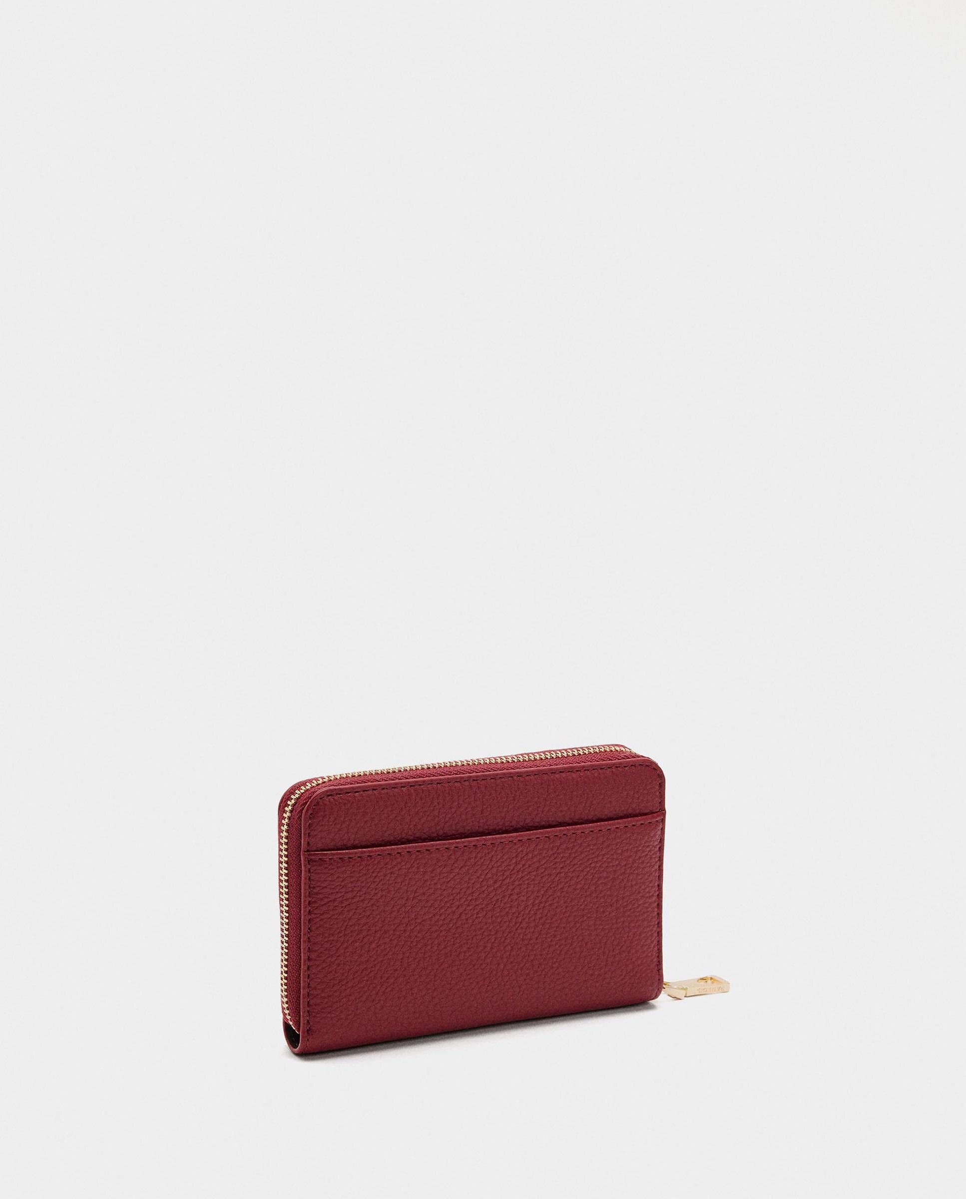 Cartera de mujer mediana con cierre de cremallera en liso - Parfois - Rojo Rojo-2