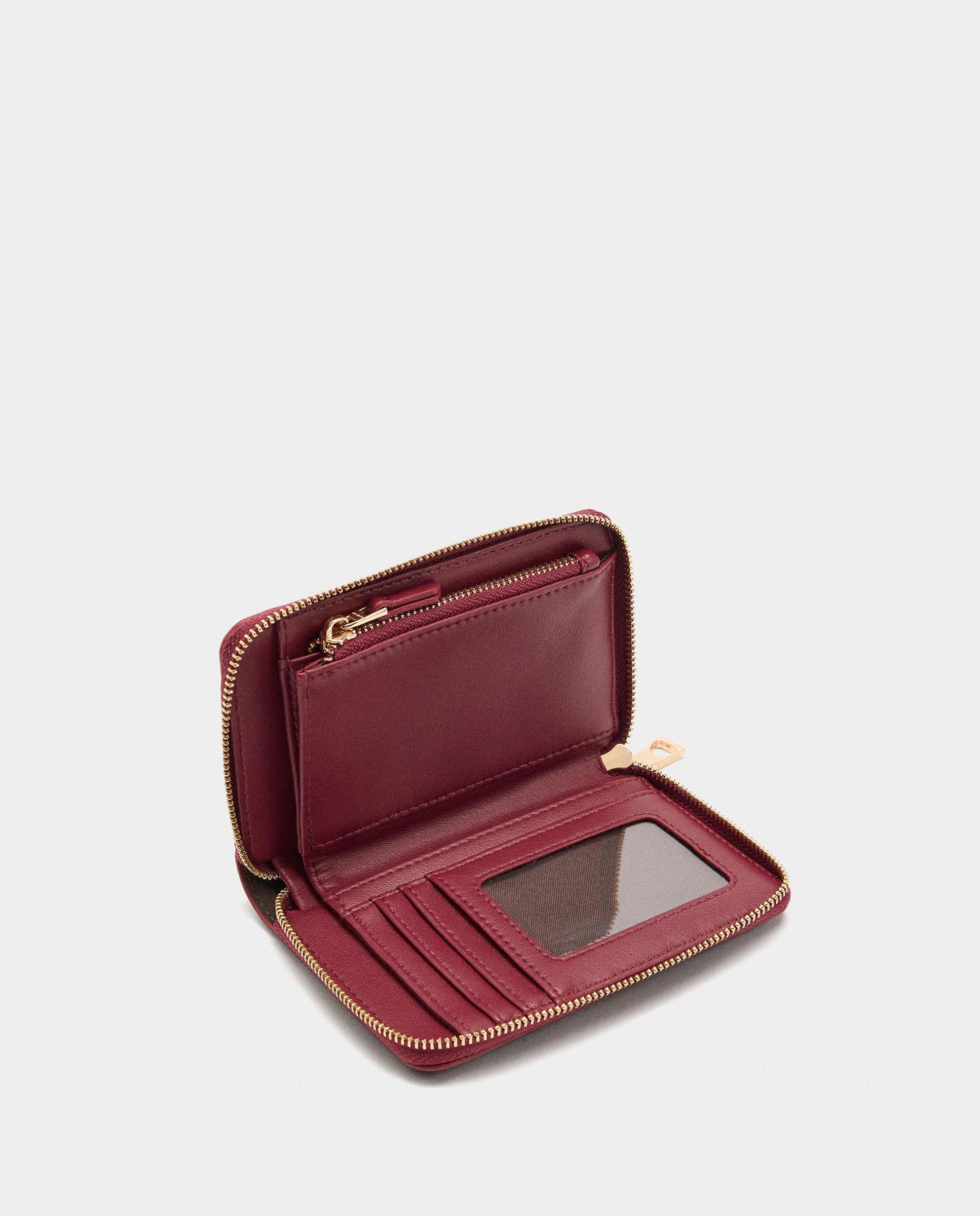 Cartera de mujer mediana con cierre de cremallera en liso - Parfois - Rojo Rojo-4