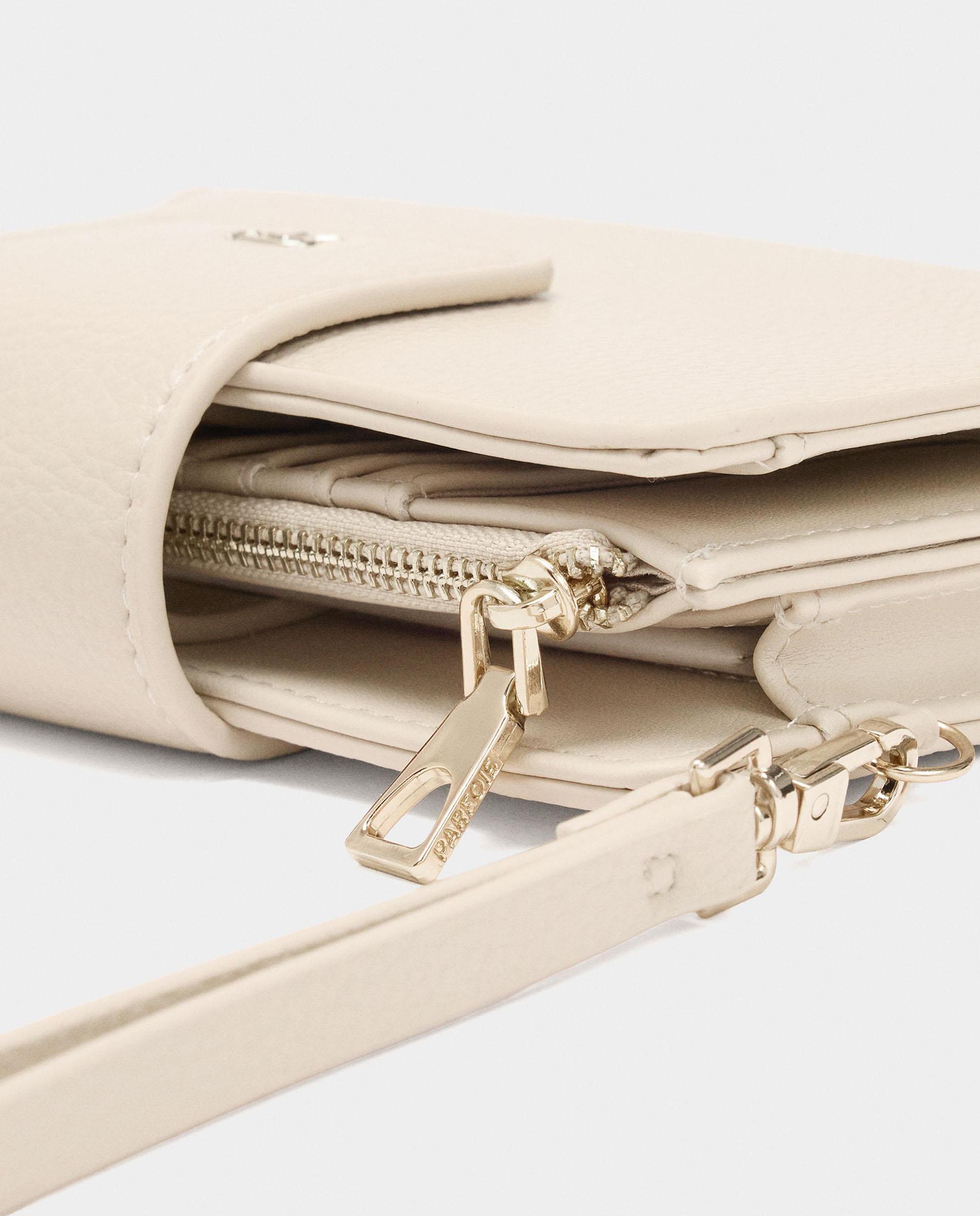 Cartera de mujer grande con cierre de cremallera en liso - Parfois - Beige Beige-3