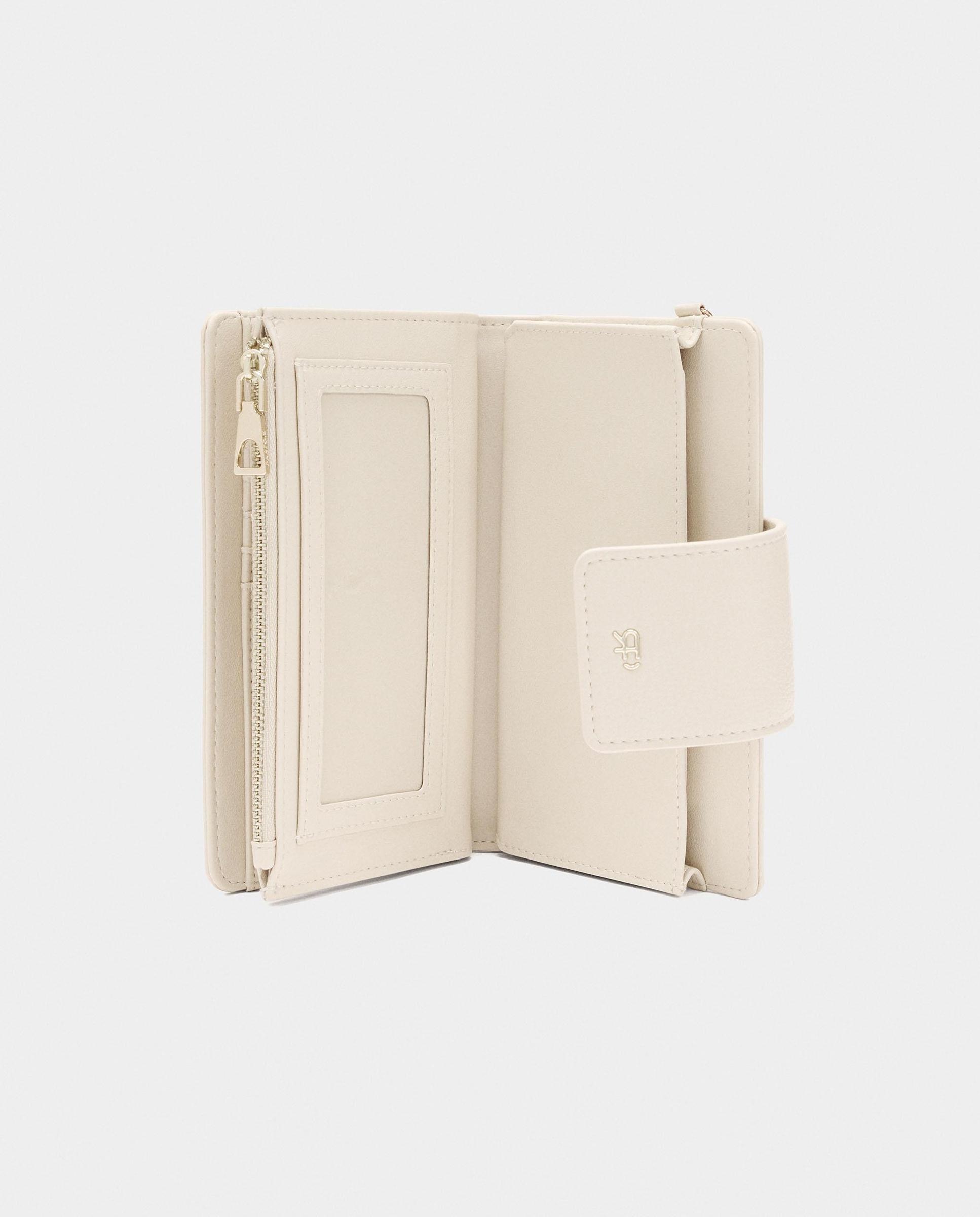 Cartera de mujer grande con cierre de cremallera en liso - Parfois - Beige Beige-5