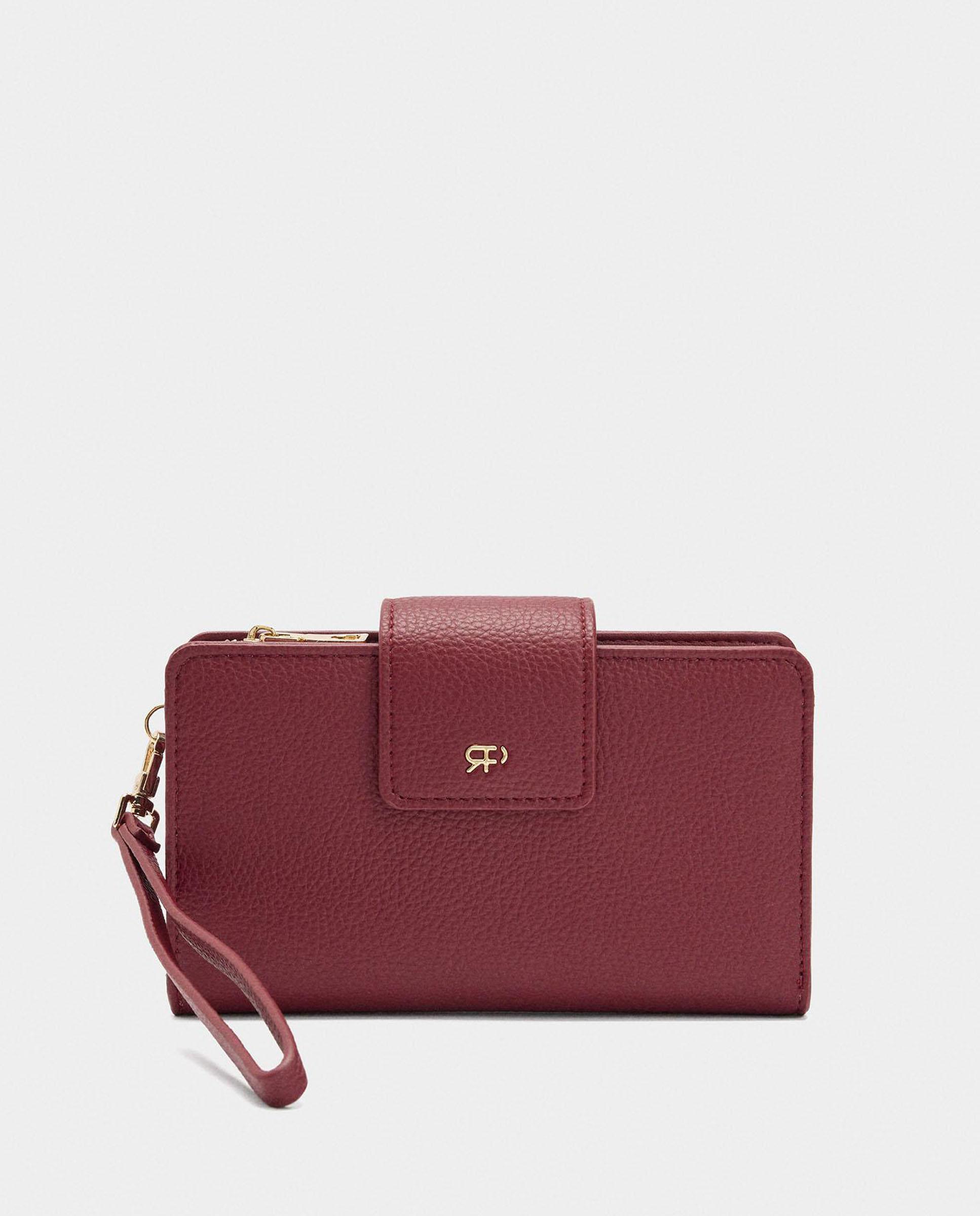 Cartera de mujer grande con cierre de cremallera en liso - Parfois - Rojo Rojo-1