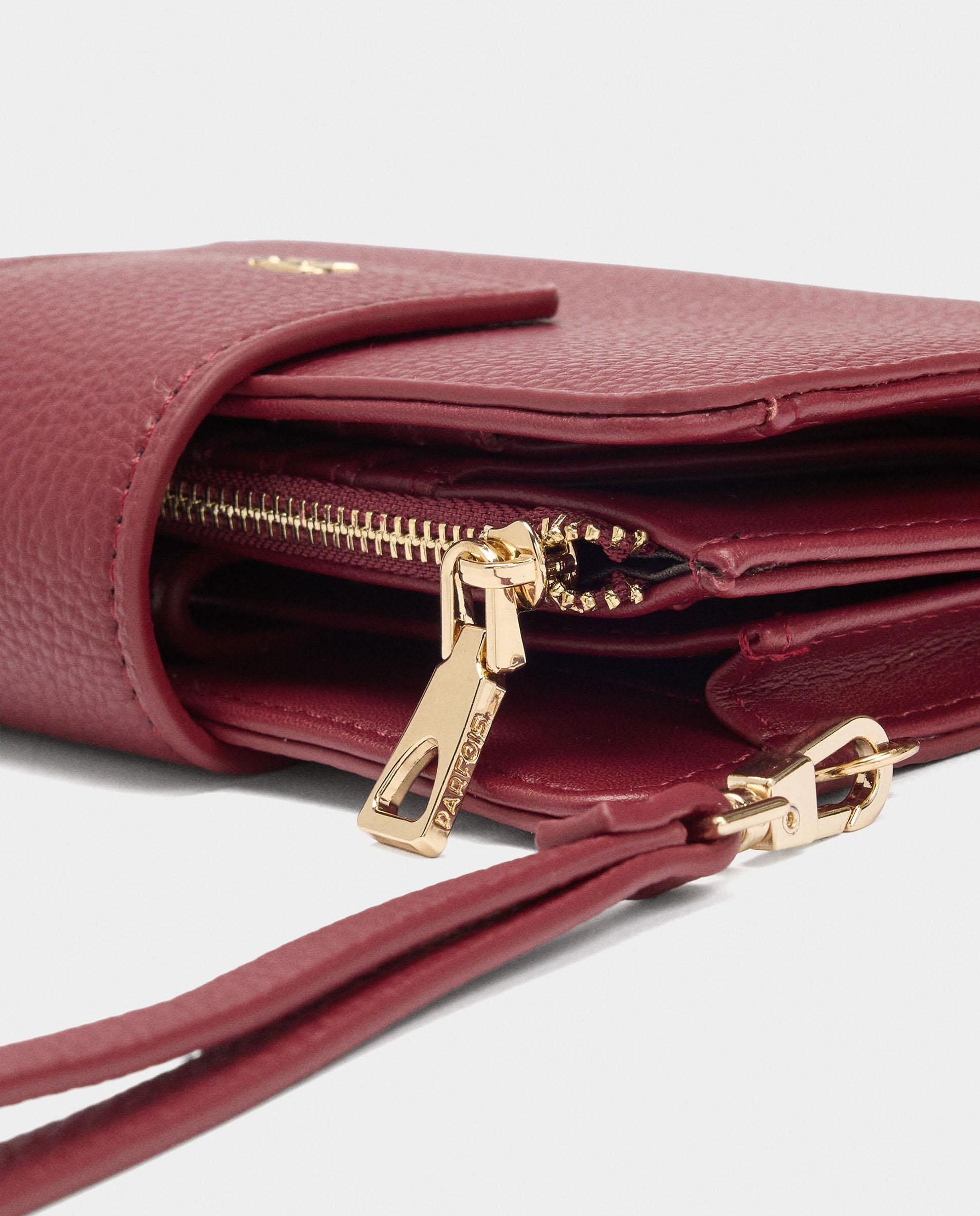 Cartera de mujer grande con cierre de cremallera en liso - Parfois - Rojo Rojo-3
