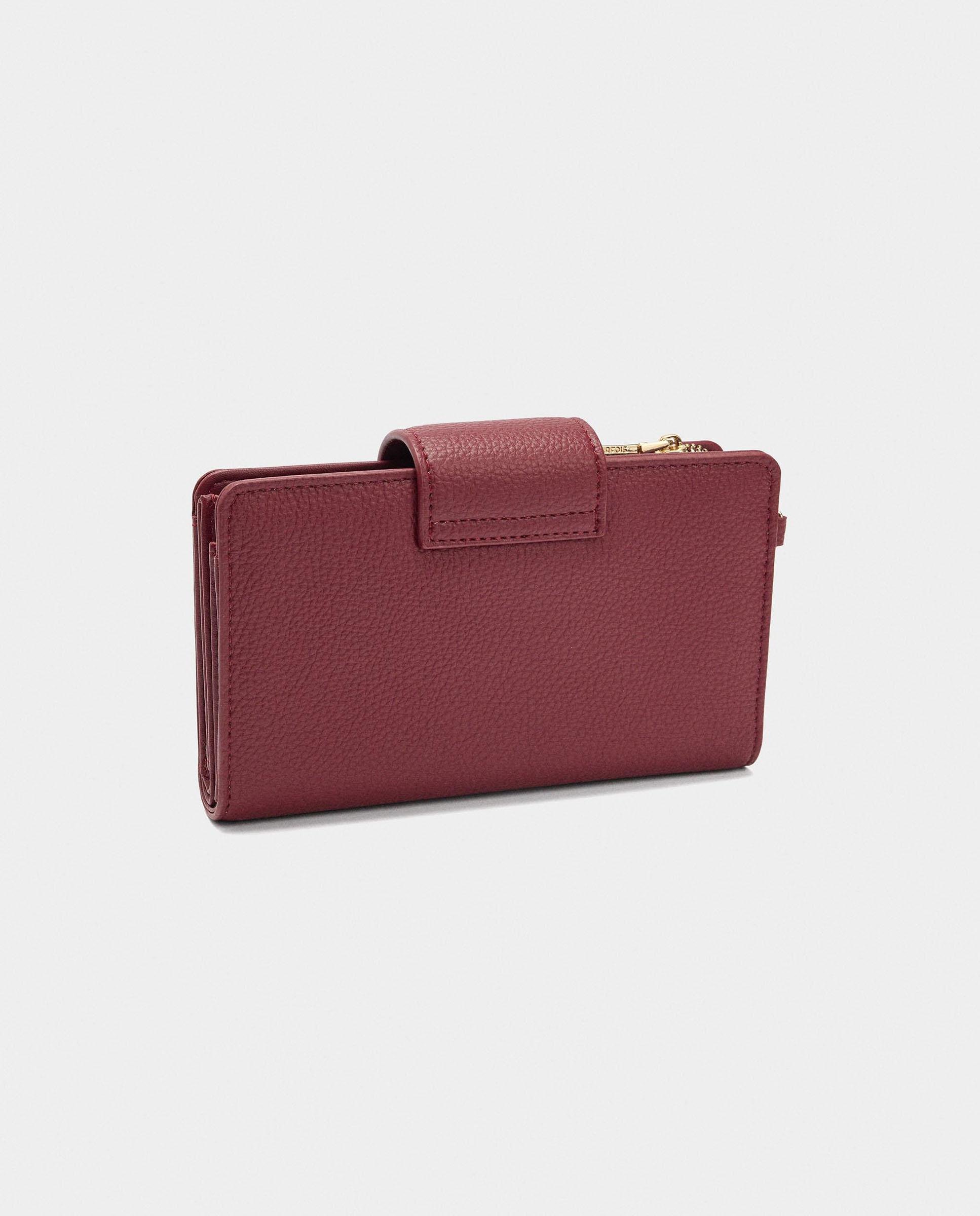 Cartera de mujer grande con cierre de cremallera en liso - Parfois - Rojo Rojo-2