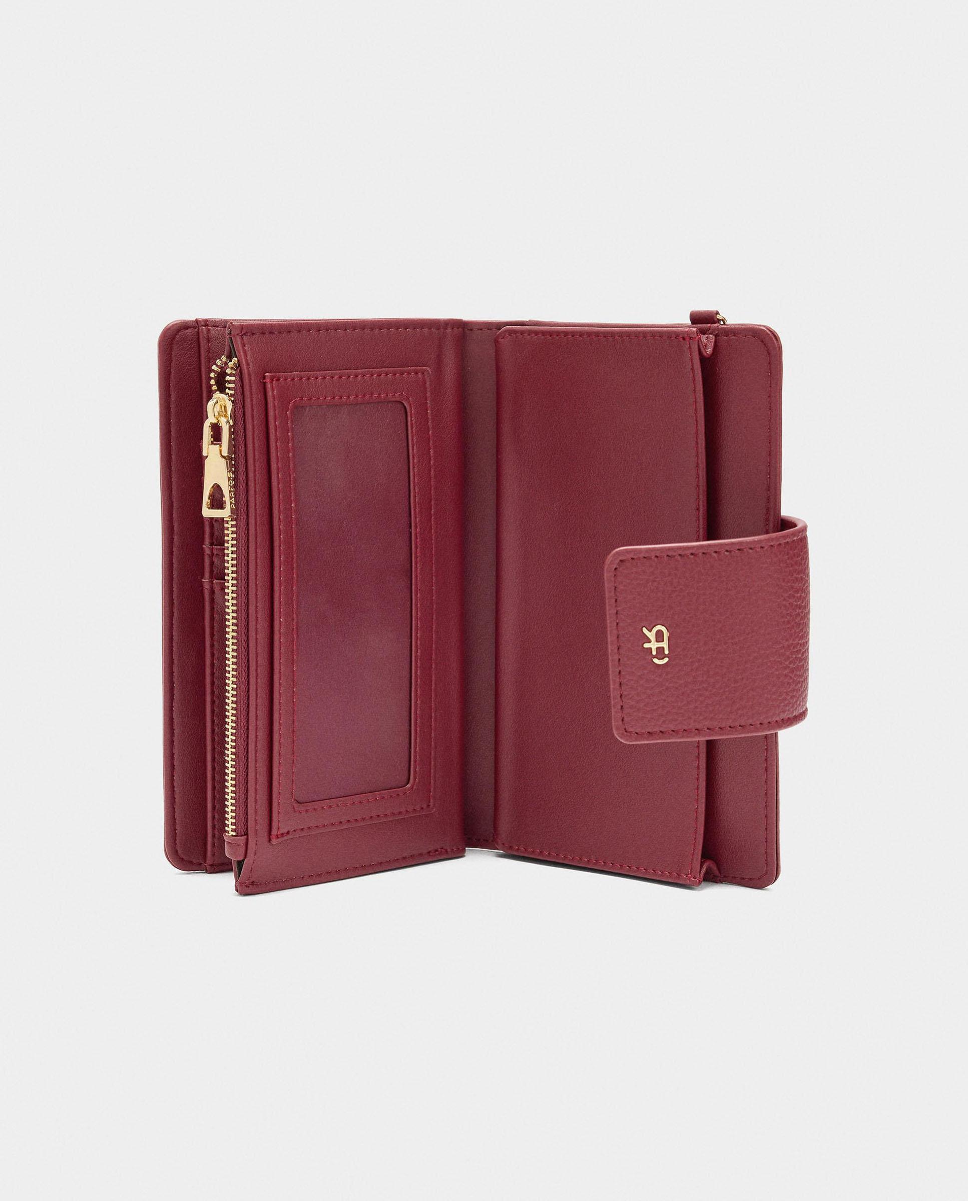 Cartera de mujer grande con cierre de cremallera en liso - Parfois - Rojo Rojo-5