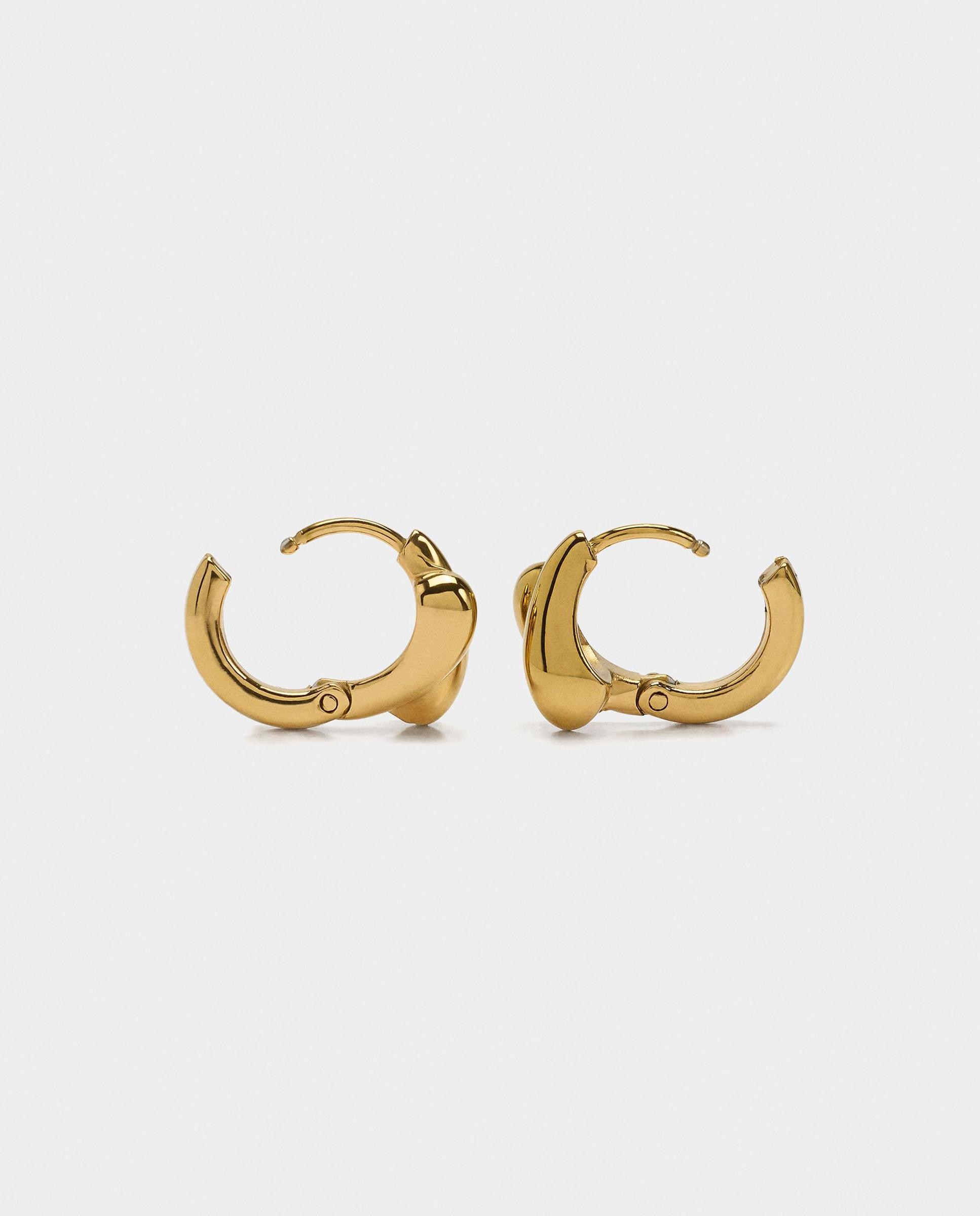 Pendientes de aro de acero inoxidable entrelazados en liso - Parfois - Dorado Dorado-3