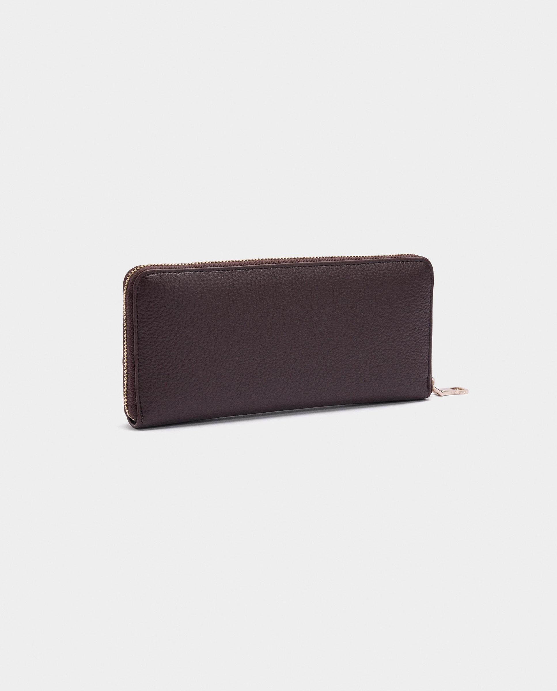 Cartera de mujer grande con cierre de cremallera en liso - Parfois - Marrón oscuro Marrón oscuro-2
