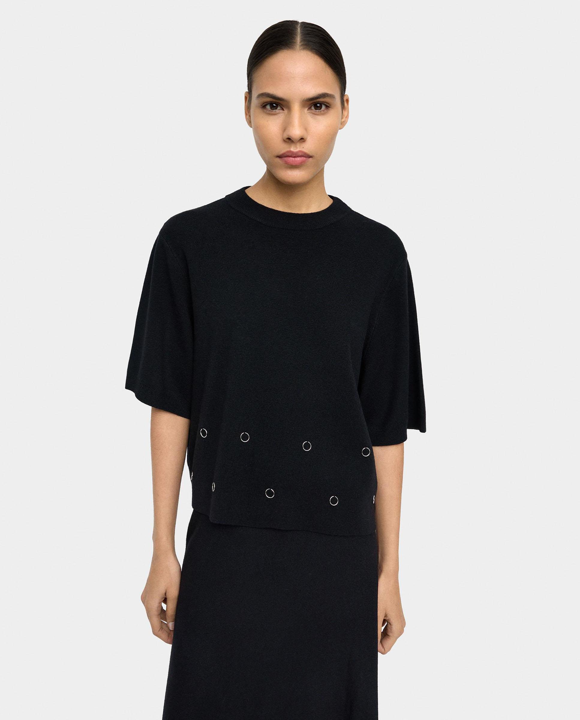 Parfois - Jersey de mujer de punto de manga corta con detalle de ojales.