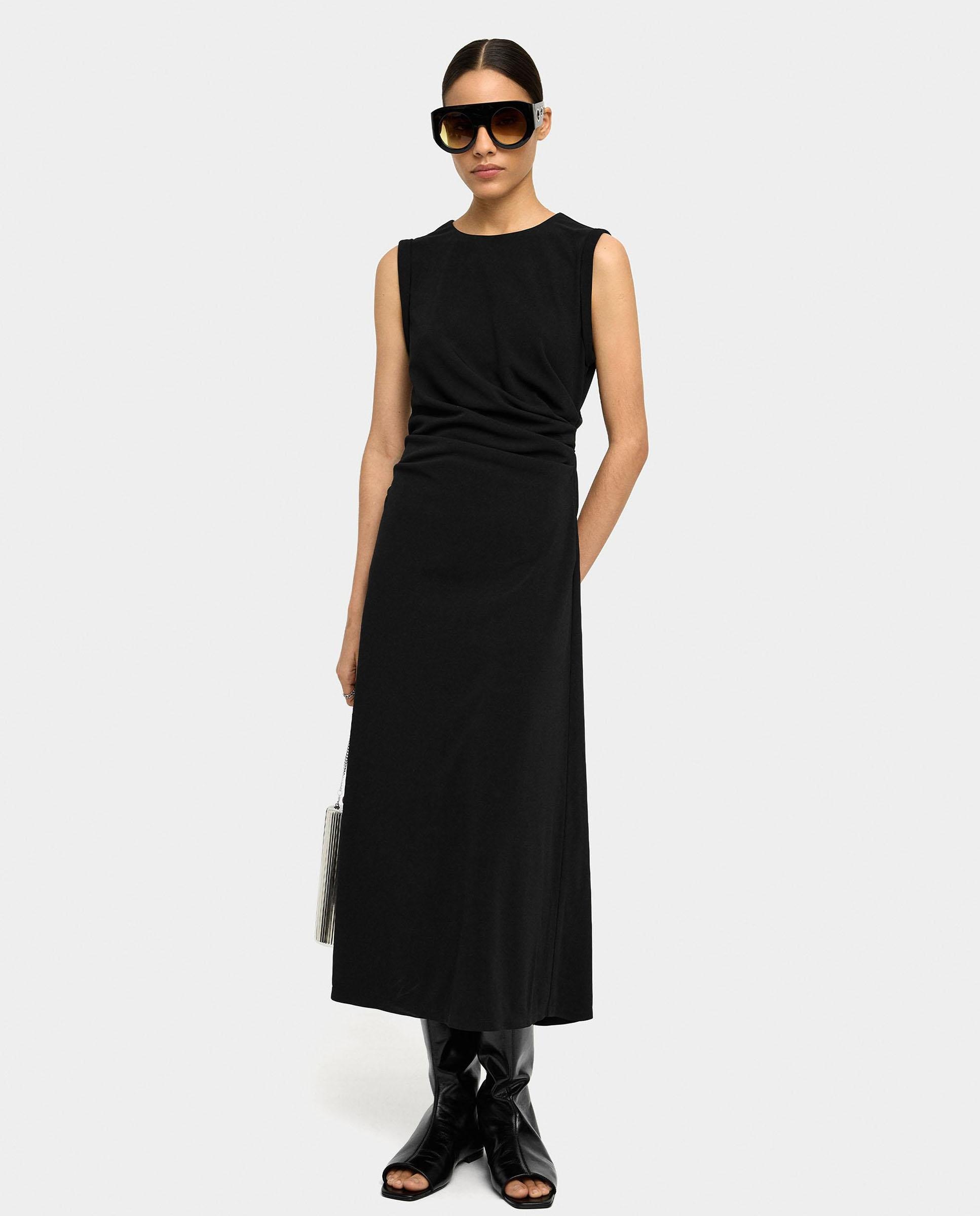 Parfois - Vestido midi sin mangas con drapreado lateral en liso.