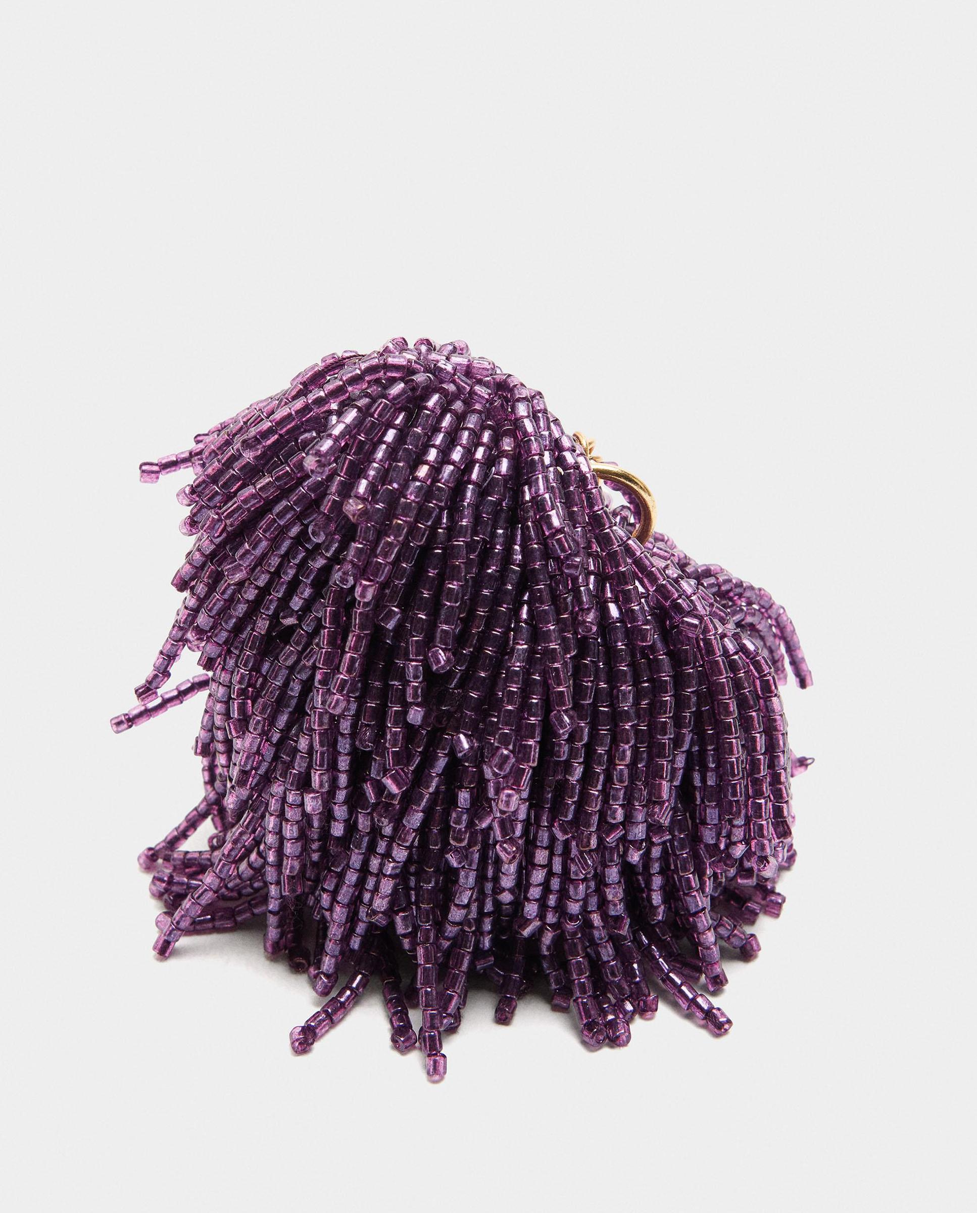 Llavero con charm de pompón con cuentas - Parfois - Morado Morado-3